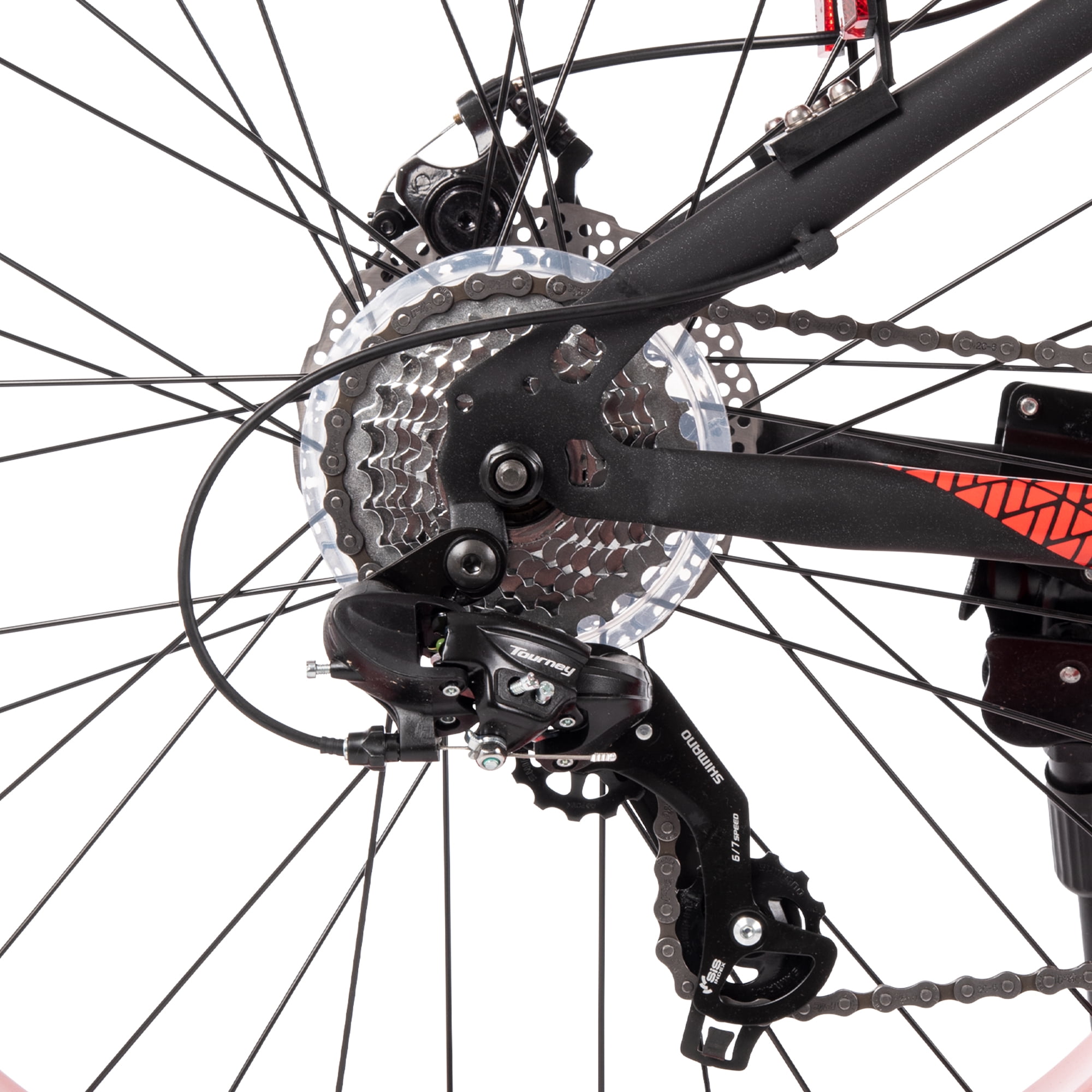 Huffy Maunga Fat Tire Mountain Bike, Durable Steel Frame, 7-Speed Shimano Drivetrain, Disc Brakes (Black/Red, 26 in) m5cel - Image 5