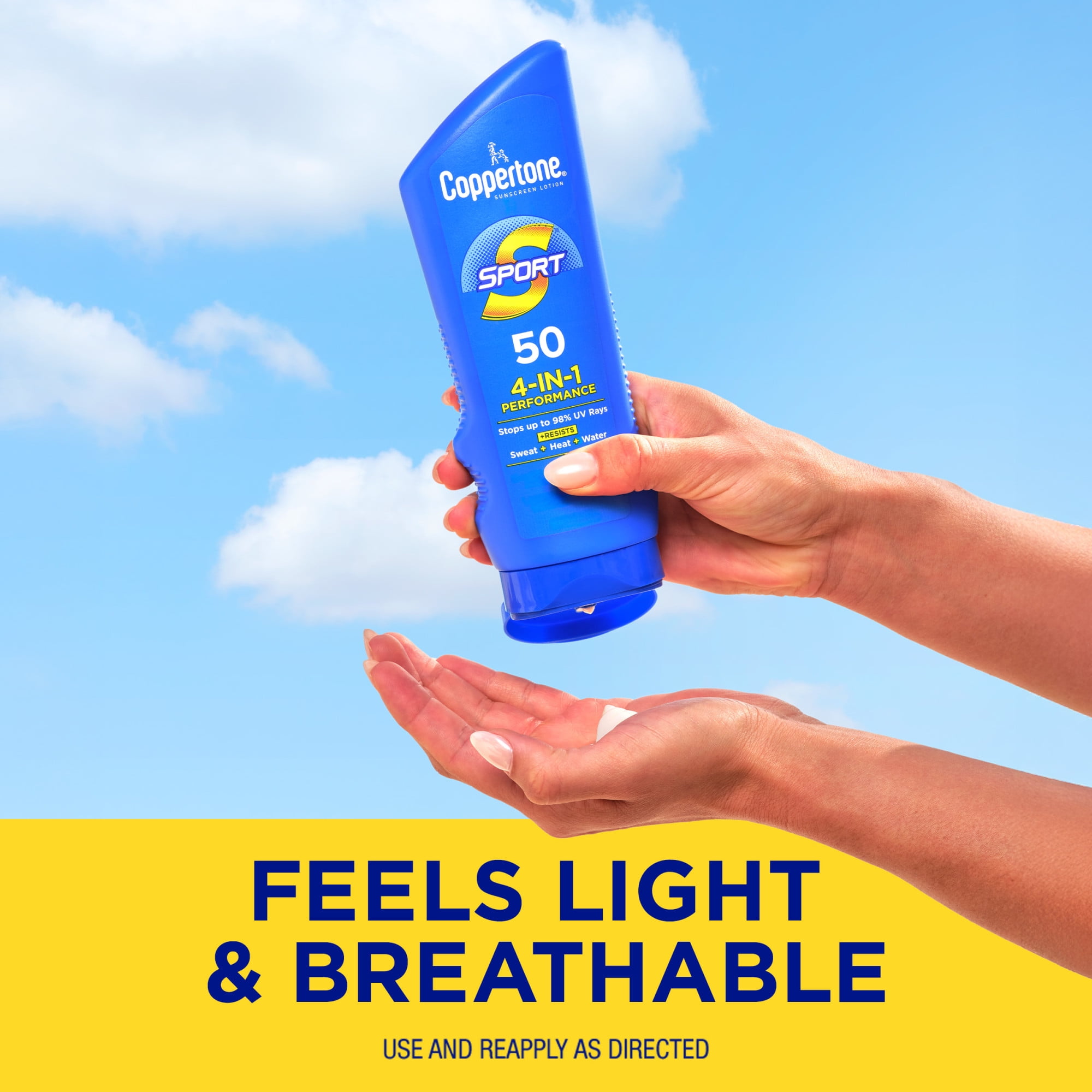 Coppertone Sport Sunscreen Lotion, SPF 50 Broad Spectrum UVA/UVB Protection, Water Resistant (7 fl oz) 45t7n