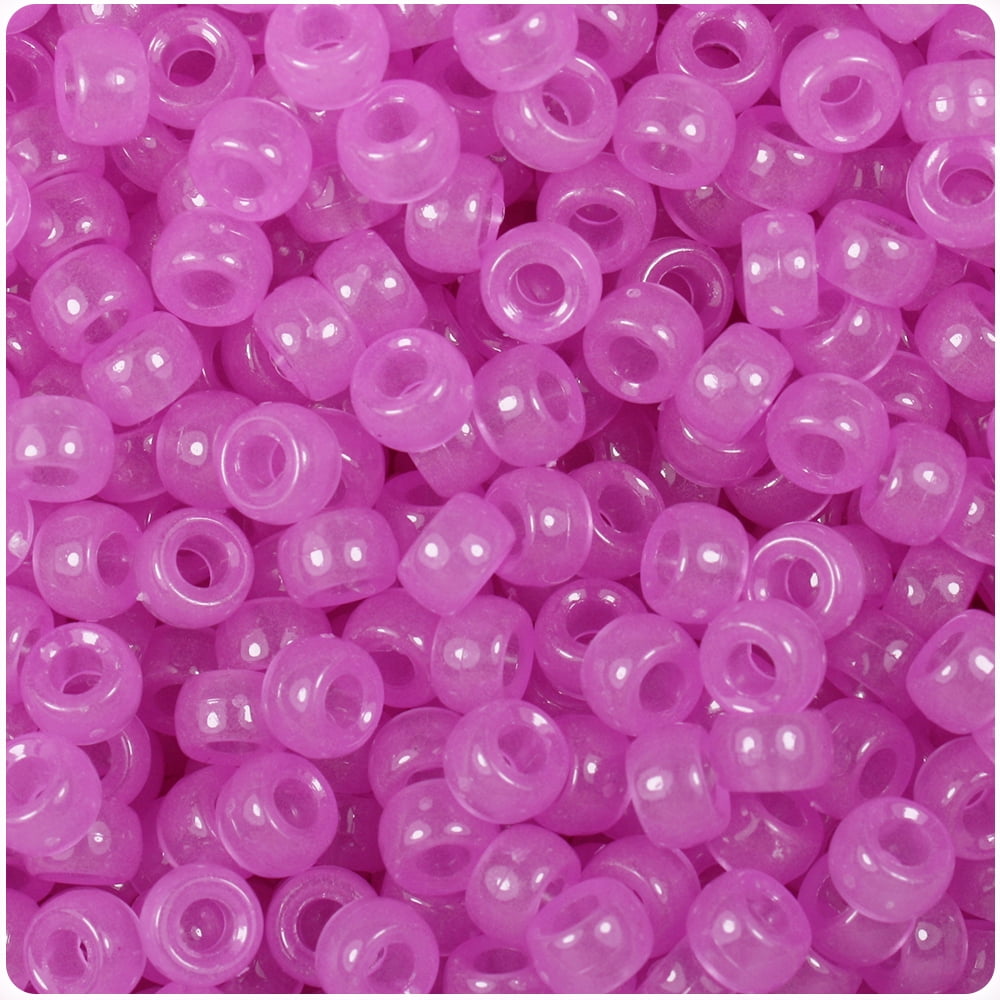 Beadtin Purple Glow Mini Barrel Pony Beads Crafting Supplies (6.5mm, 1000 Count) t26ev