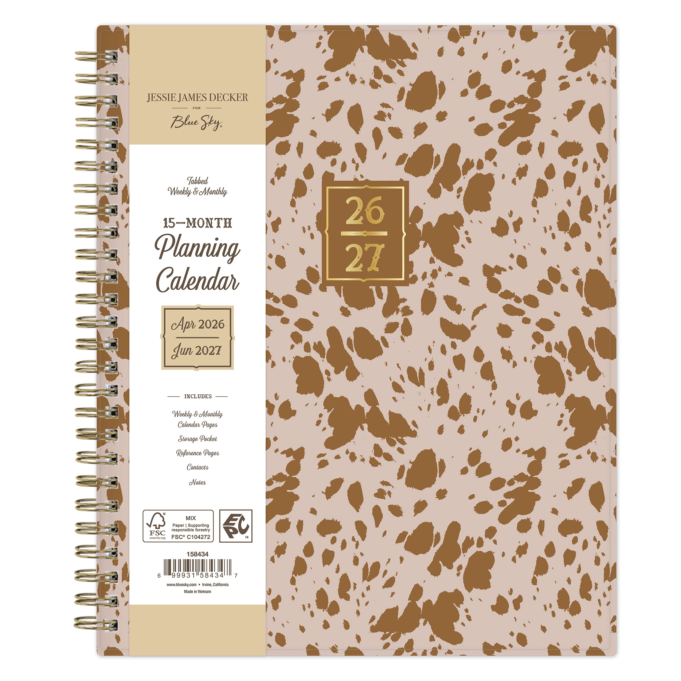 Blue Sky Jessie James Decker Academic Planner, Weekly & Monthly Organizer, Highland Tan (7 in x 9 in, 15-Month) y56mn