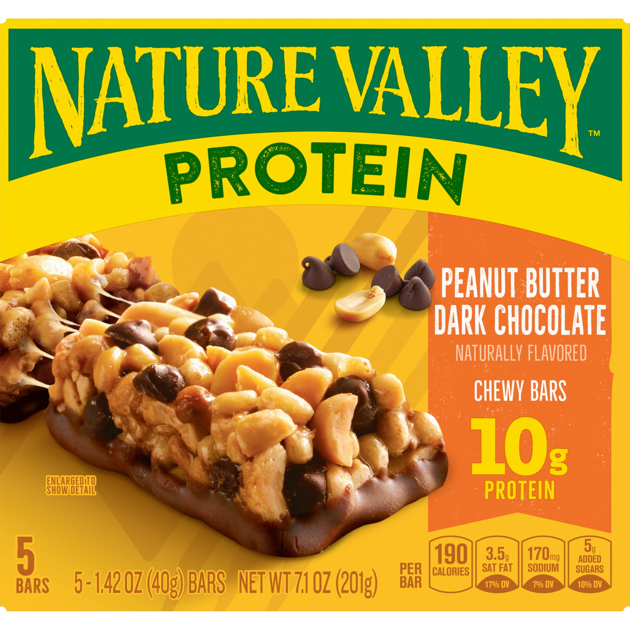 Nature Valley Protein Chewy Snack Bars, Peanut Butter Dark Chocolate (5 Bars, 7.1 oz) yl0fi