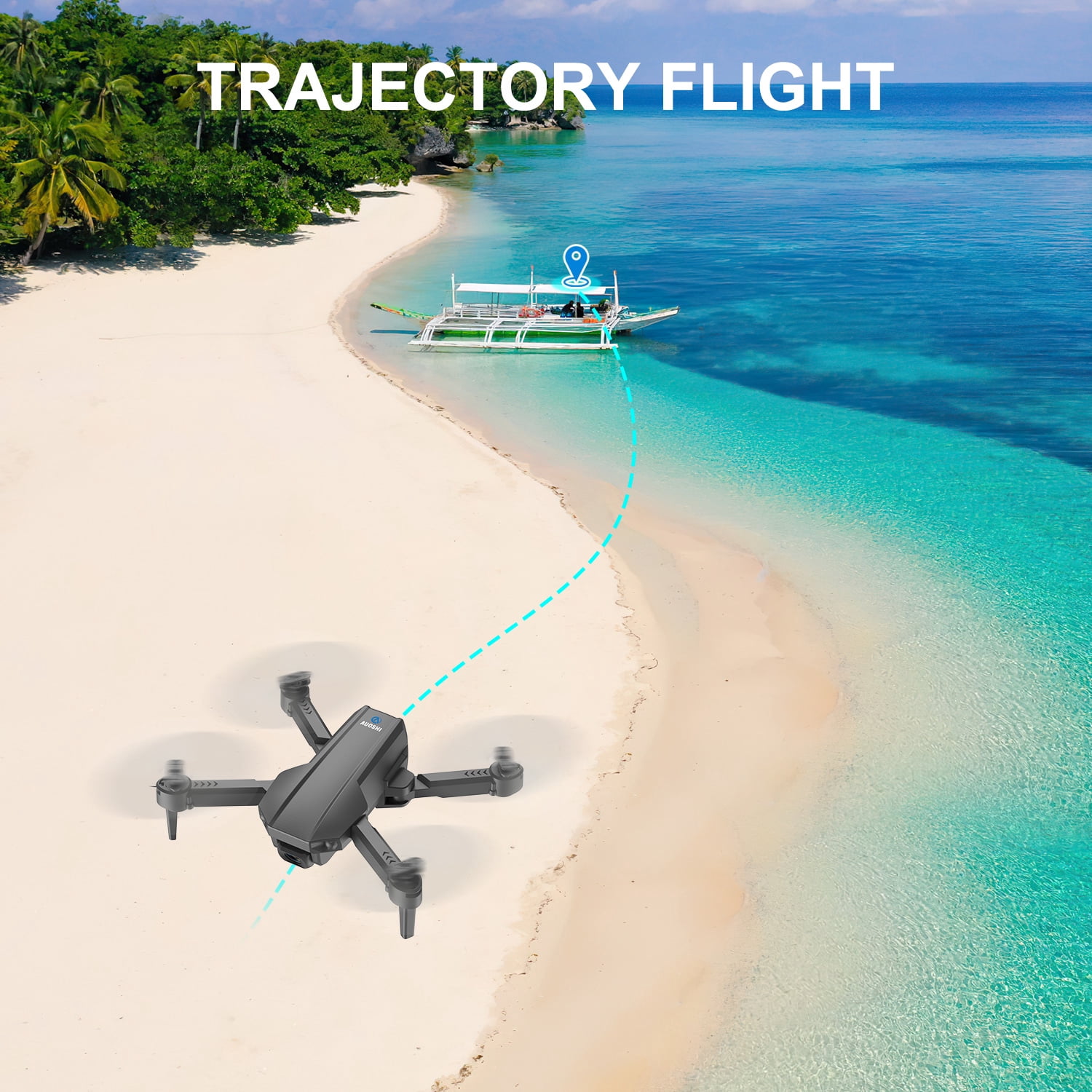 AUOSHI V1 Mini FPV Drone with 1080P HD Camera, Dual Lens, Optical Flow & Gesture Control (Black, 30 Minute Flight Time) dxhli