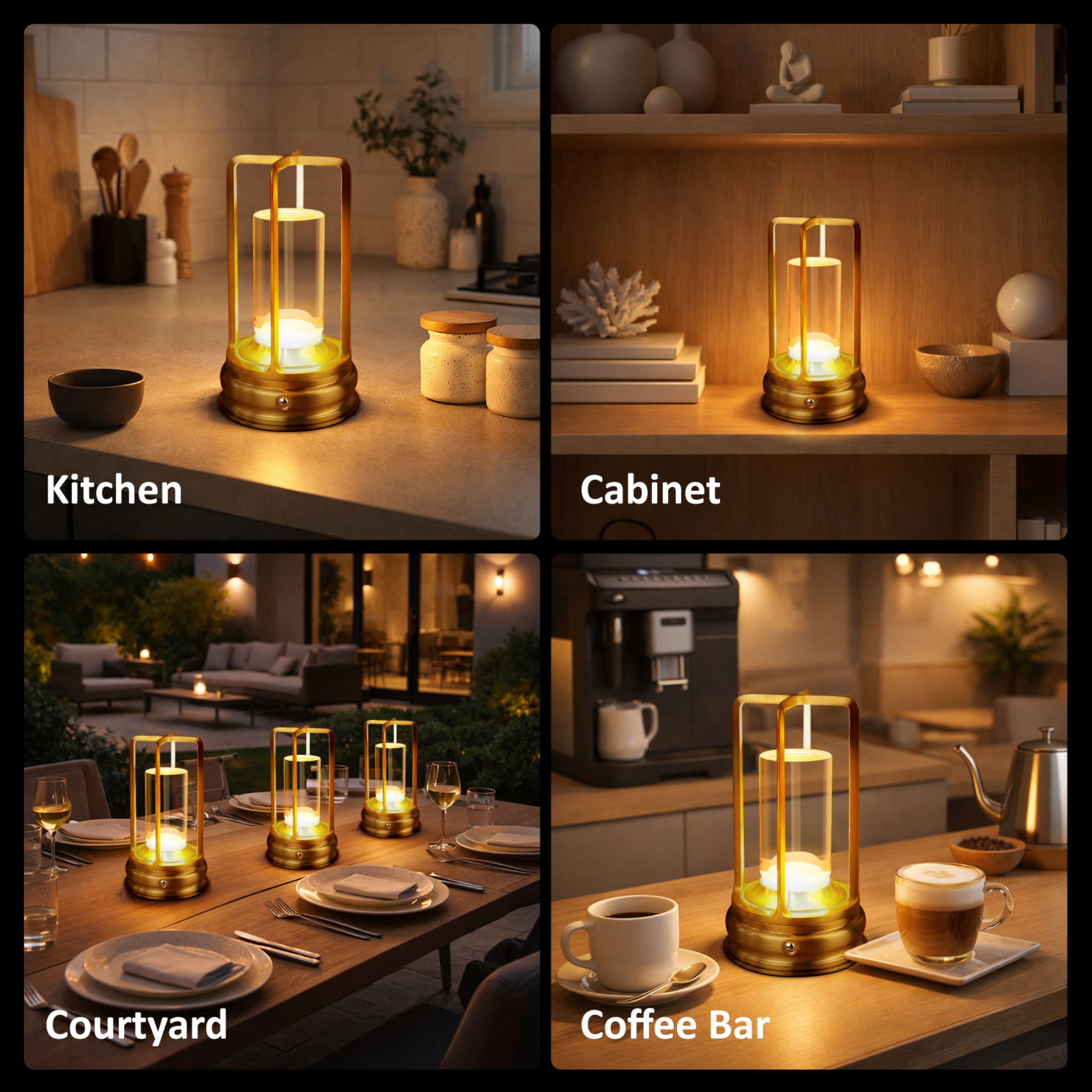 Cpeelsdo Cordless LED Table Lamp, Rechargeable Portable Metal Desk Light with Touch Control and 3-Color Dimming (Gold) hvqjo
