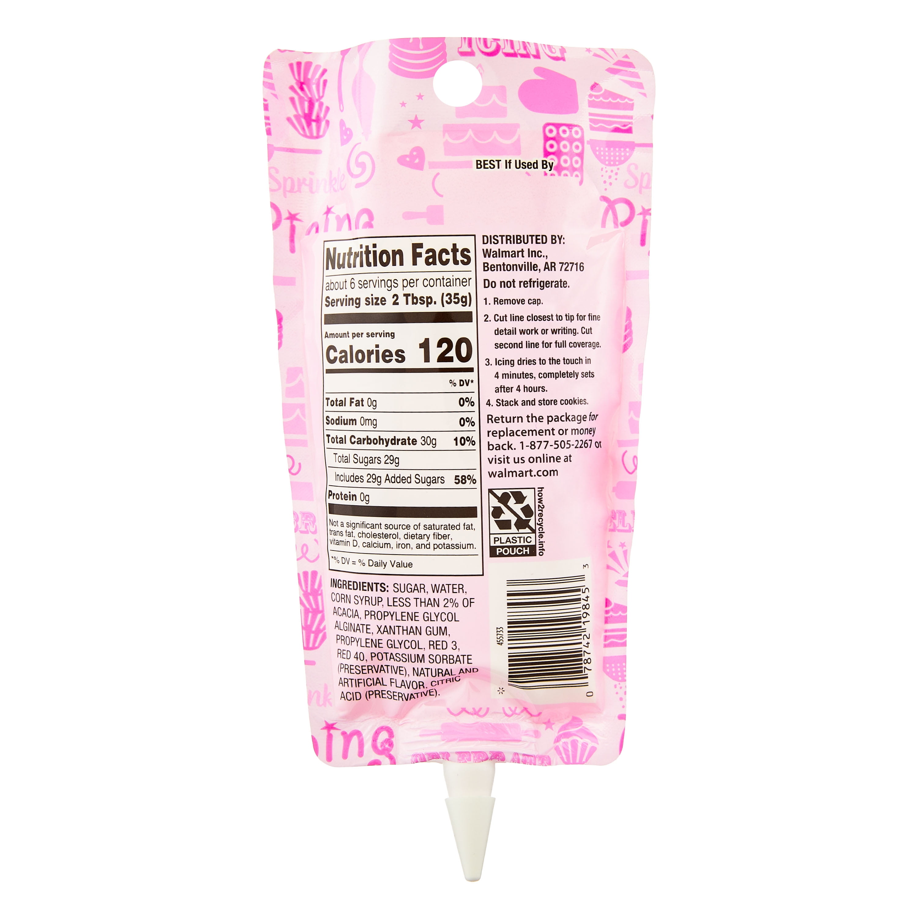 Great Value Cookie Icing, Ready-to-Use Decorative Frosting for Baked Goods (Pink, 7 oz) jj1bp