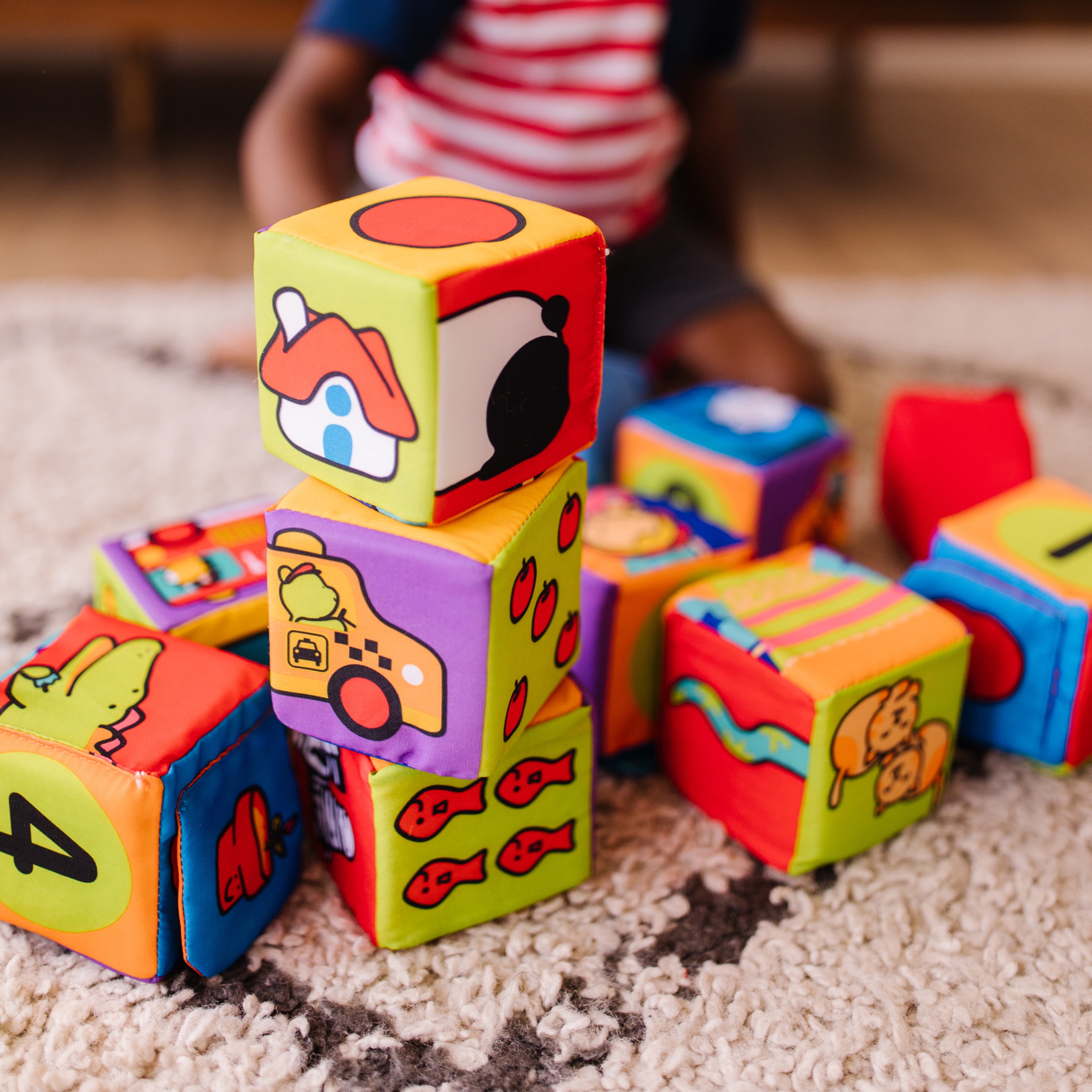 Melissa & Doug K's Kids Match and Build Soft Blocks Set (Multicolor, 14 Piece Set) qfqlp