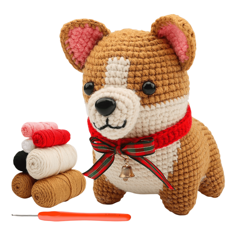 Imcrasy Crochet Kit for Beginners, DIY Dog Animal Plushie Craft Set with Tutorial Video (1 Pack) slkuh