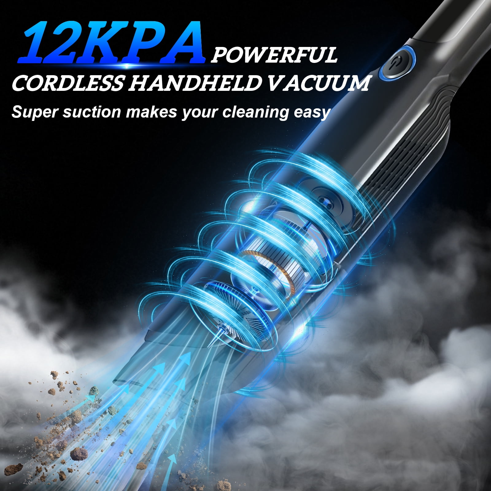 Pentantan Handheld Car Vacuum Cleaner, 12000PA High-Power Cordless Portable Vacuum with 2 Speed Modes (Black, 1.32 lb) m4h7d