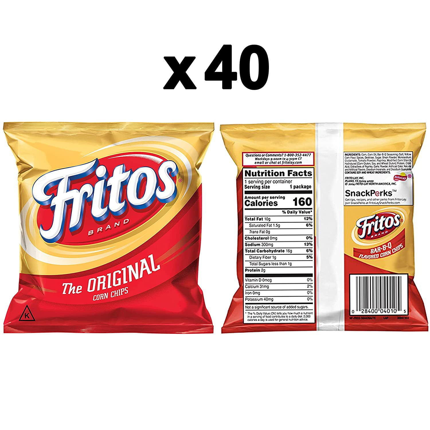 Fritos Original Corn Chips, Classic Crunchy Snack (1 oz, 40 Count) er6zm
