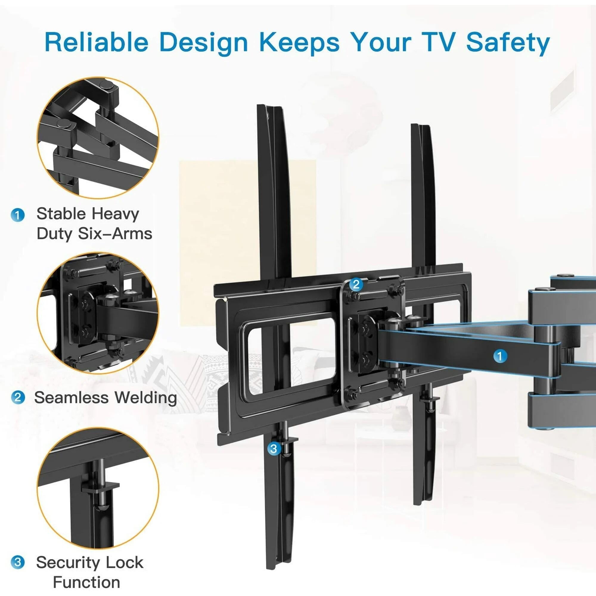 MountFTV Full Motion TV Wall Mount for 26-65 inch Screens (Heavy-Duty, 110 lb Capacity) dnqch