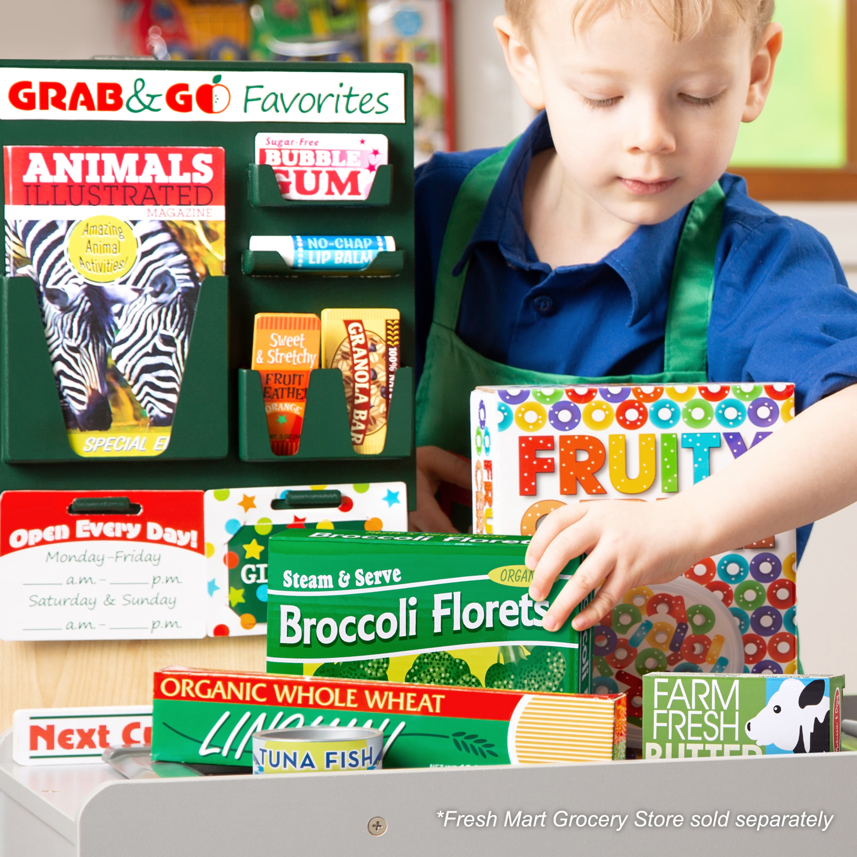 Melissa & Doug Fresh Mart Grocery Store Play Food and Role Play Companion Set (70 Pieces) i7u8b
