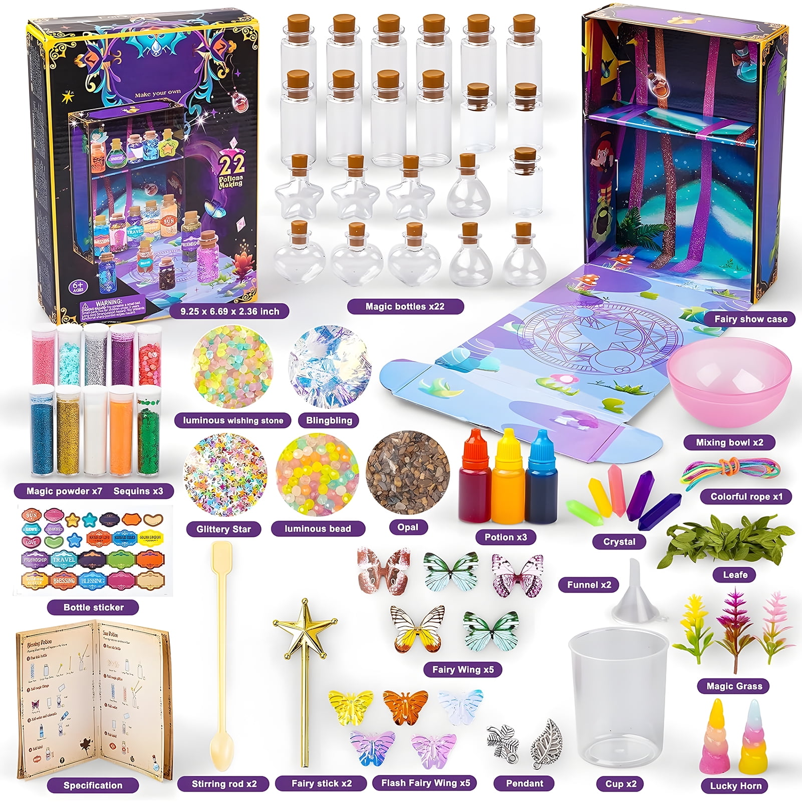 KiddiTouch Fairy Potion Making Kit for Kids, DIY Creative Craft Activity Set (Multicolor, 22-Piece Set) 5ncuw