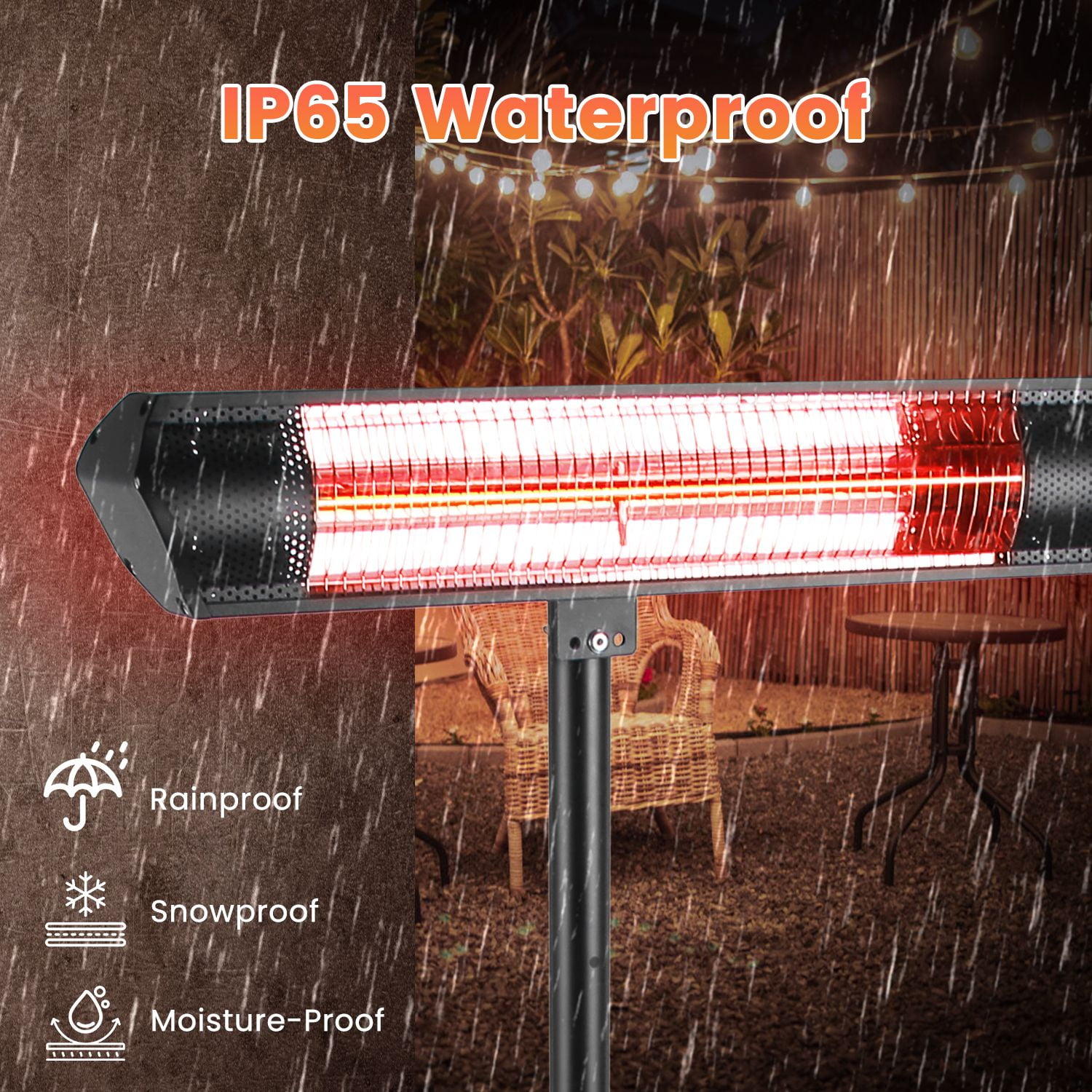 Imountek 1500W Infrared Electric Patio Heater with Adjustable Tripod Stand and Wall Mount (Black, 65.55 in) lnm4y