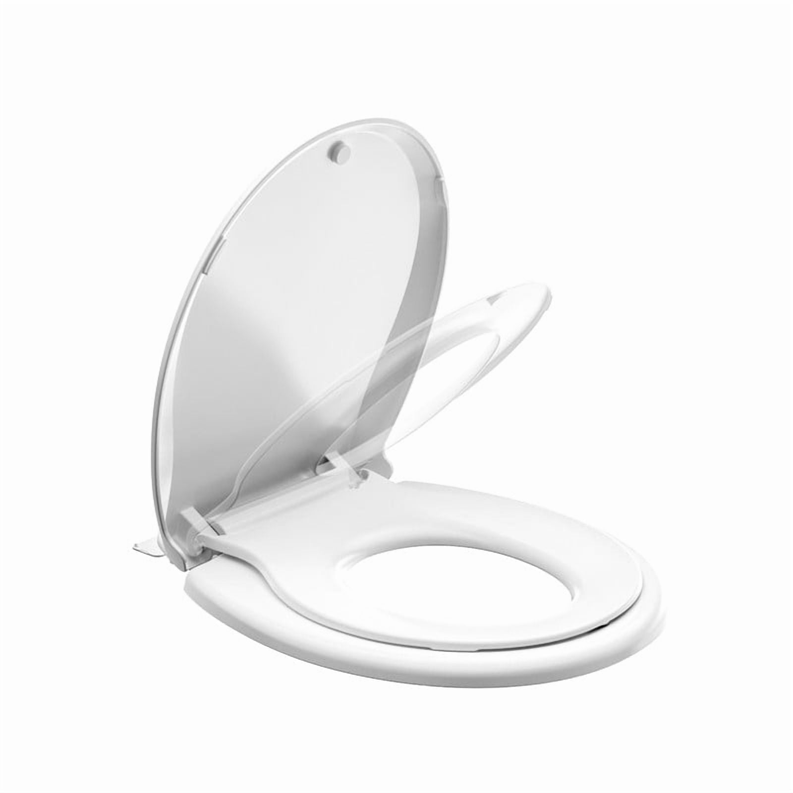 Auktopt Round Toilet Seat with Built-in Toddler Potty Training Seat (Soft Close, White) 22cqj