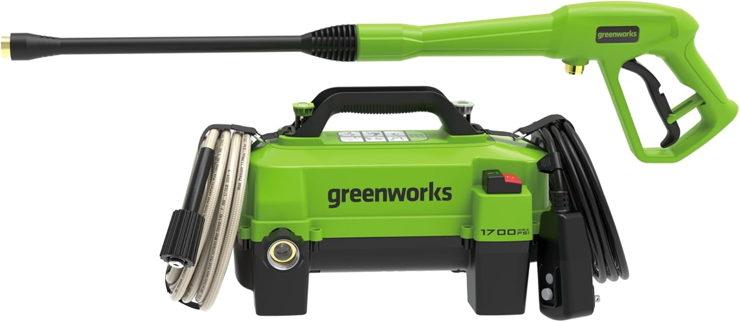 Greenworks 1700 PSI Electric Pressure Washer with 20 ft Hose and Spray Wand (1.2 GPM) mreou