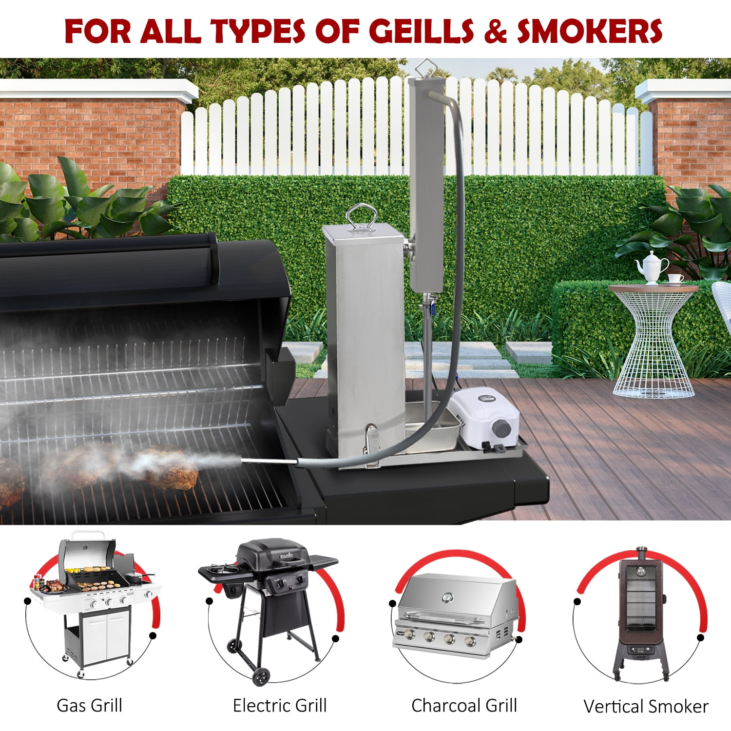 Supllueer Electric Cold Smoke Generator for BBQ Grilling and Smoking (Silver, 10 Liter Capacity) hlx36