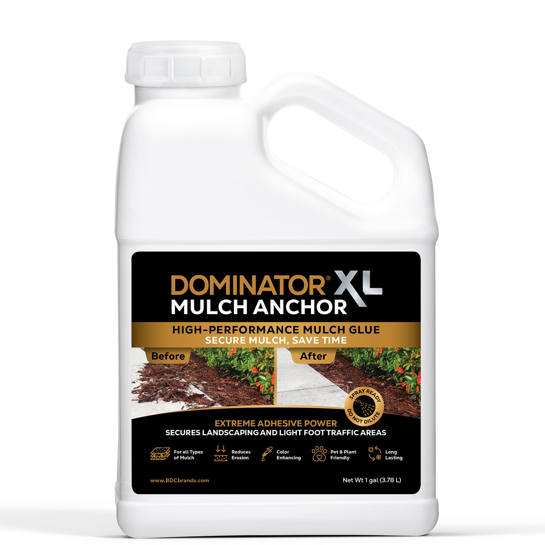 DOMINATOR XL Mulch Anchor and Pea Gravel Stabilizer, Landscape Rock Glue, Weather-Resistant, Fast-Dry (Clear, 128 fl oz) vsuq3