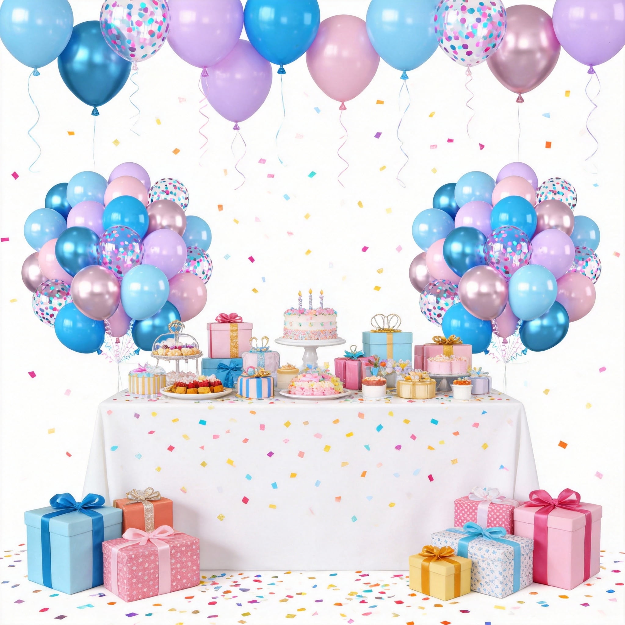 Qiameng Party Balloon Arch Kit, Pastel Pink Blue Purple Metallic Latex Balloons for Birthday Baby Shower Decorations (50 Count, 12 in) tbzd8