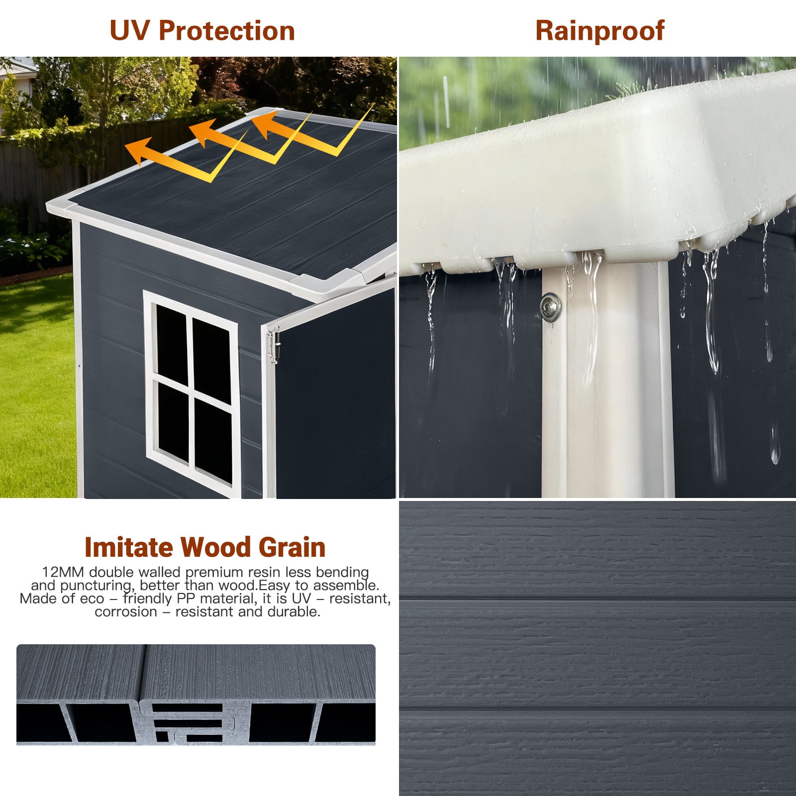 Olurrisa Outdoor Garden Storage Shed with Floor and Lockable Door (Cold Grey, 6 ft x 4 ft) ysiik