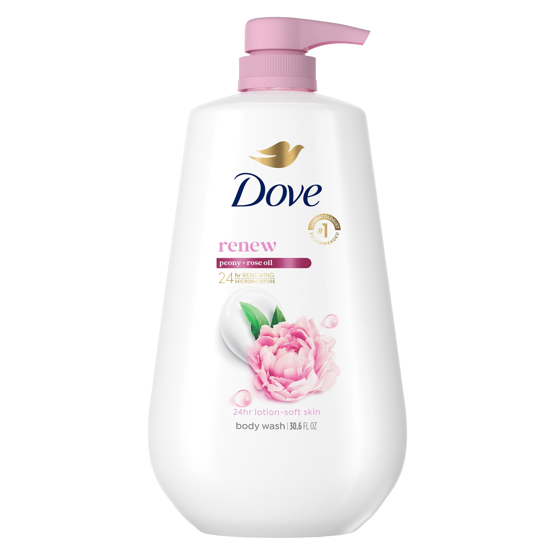 Dove Renewing Body Wash with Peony & Rose Oil, Moisturizing Skin Cleanser for Soft Skin (30.6 fl oz) 7f4ka