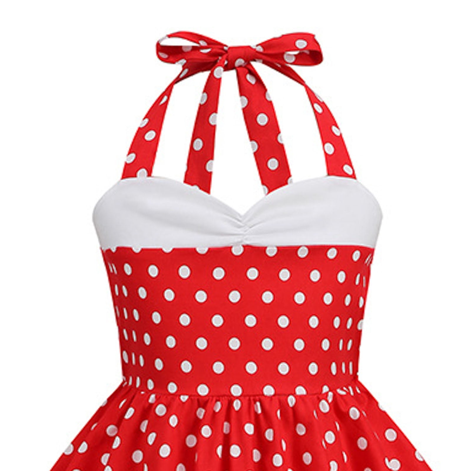 YDFCWXW Girls 1950s Vintage Retro Polka Dot Halter Swing Dress (Red, 9-10 Years) l7dir
