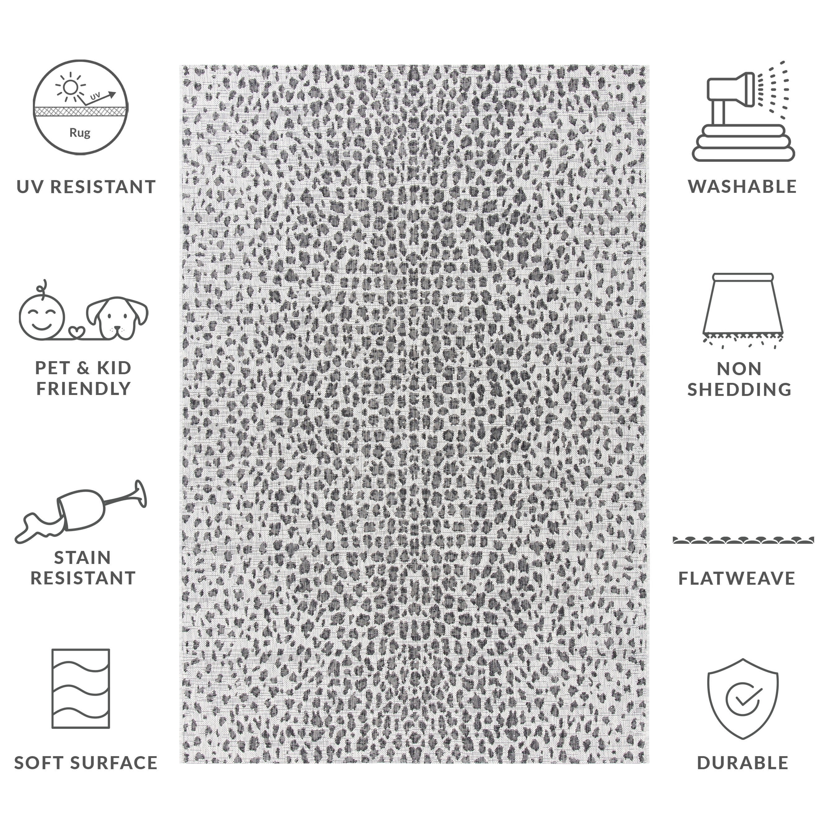 Safavieh Courtyard Karina Animal Indoor/Outdoor Area Rug (Gray/Black, 5 ft 5 in x 7 ft 7 in) xroi9