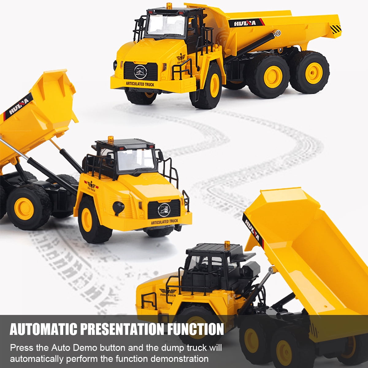 Fisca Remote Control Dump Truck, 6 Channel RC Construction Vehicle with Lights and Sound (Yellow, 15.55 in) tbofd