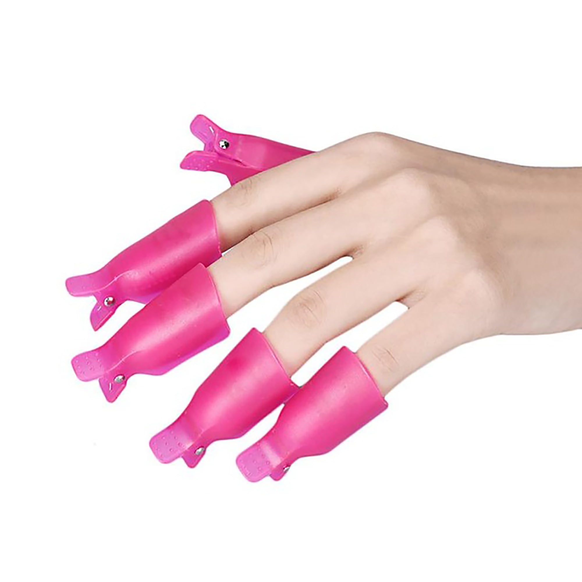 Pueen Reusable Nail Soaker Cap Clips for Gel Polish Removal (Pink, 20 Count) j2ktu