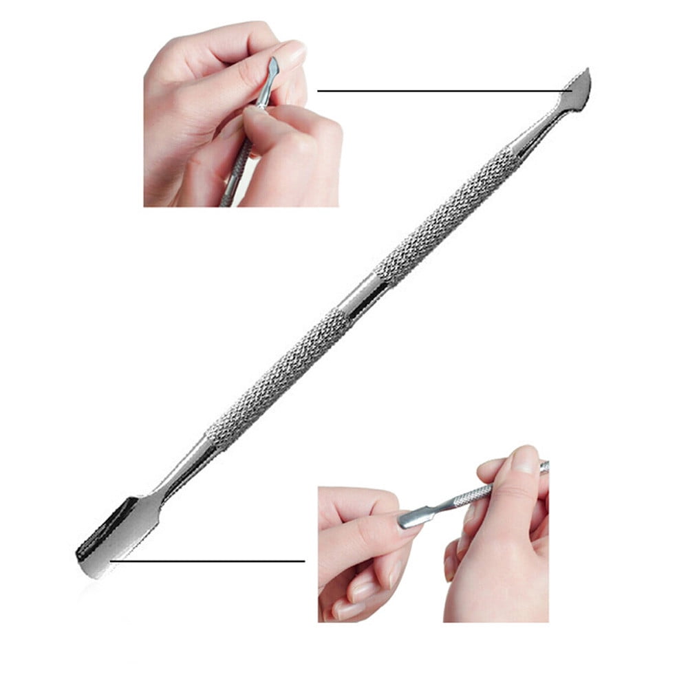 Dr.Pedi Stainless Steel Cuticle Pusher and Nail Cleaner Set (Silver, 4 Pcs) udf9s