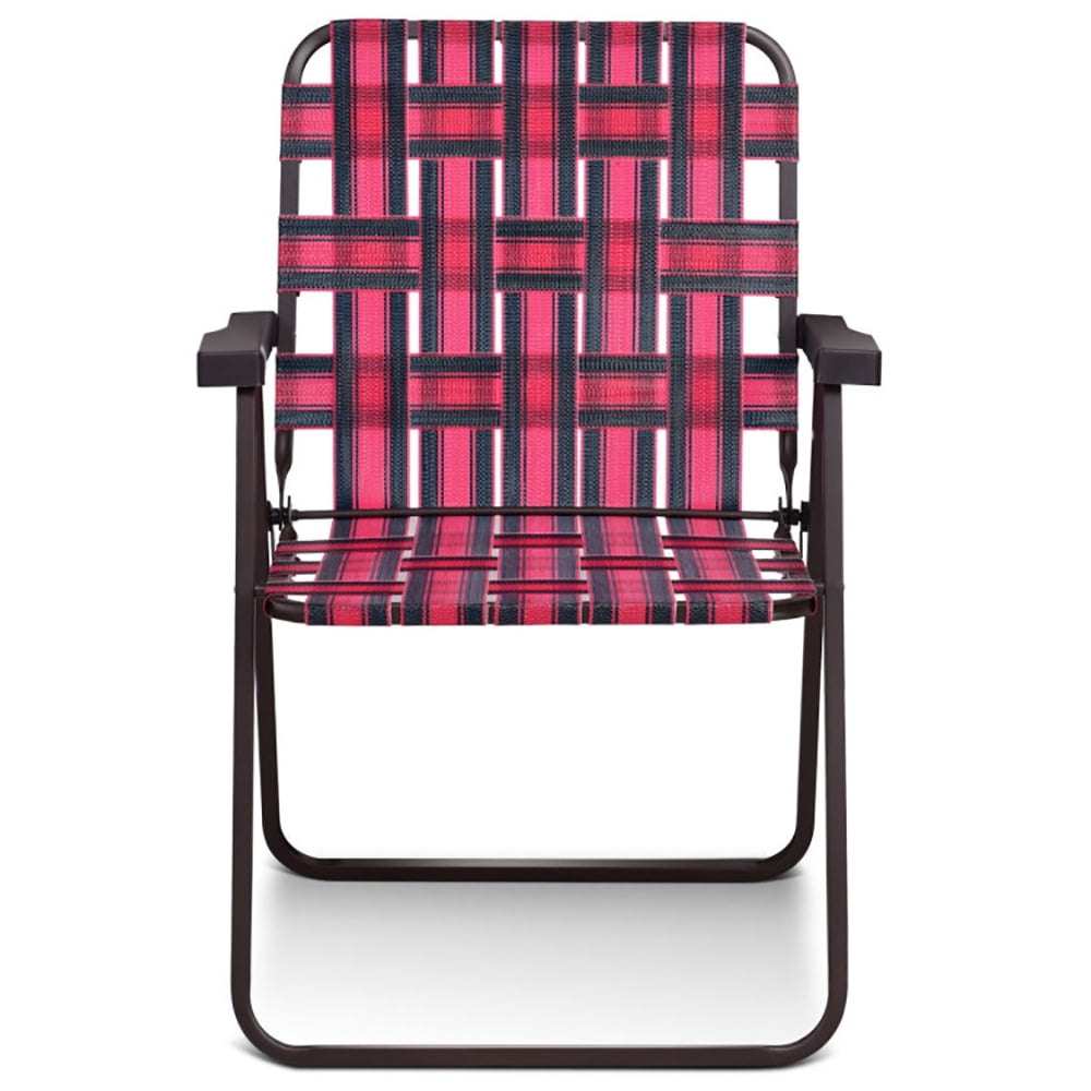 Canddidliike Folding Beach Chair Set, Heavy-Duty Outdoor Camping Lawn Chairs with Cup Holder (Red, 6 Pack) 9gwhl