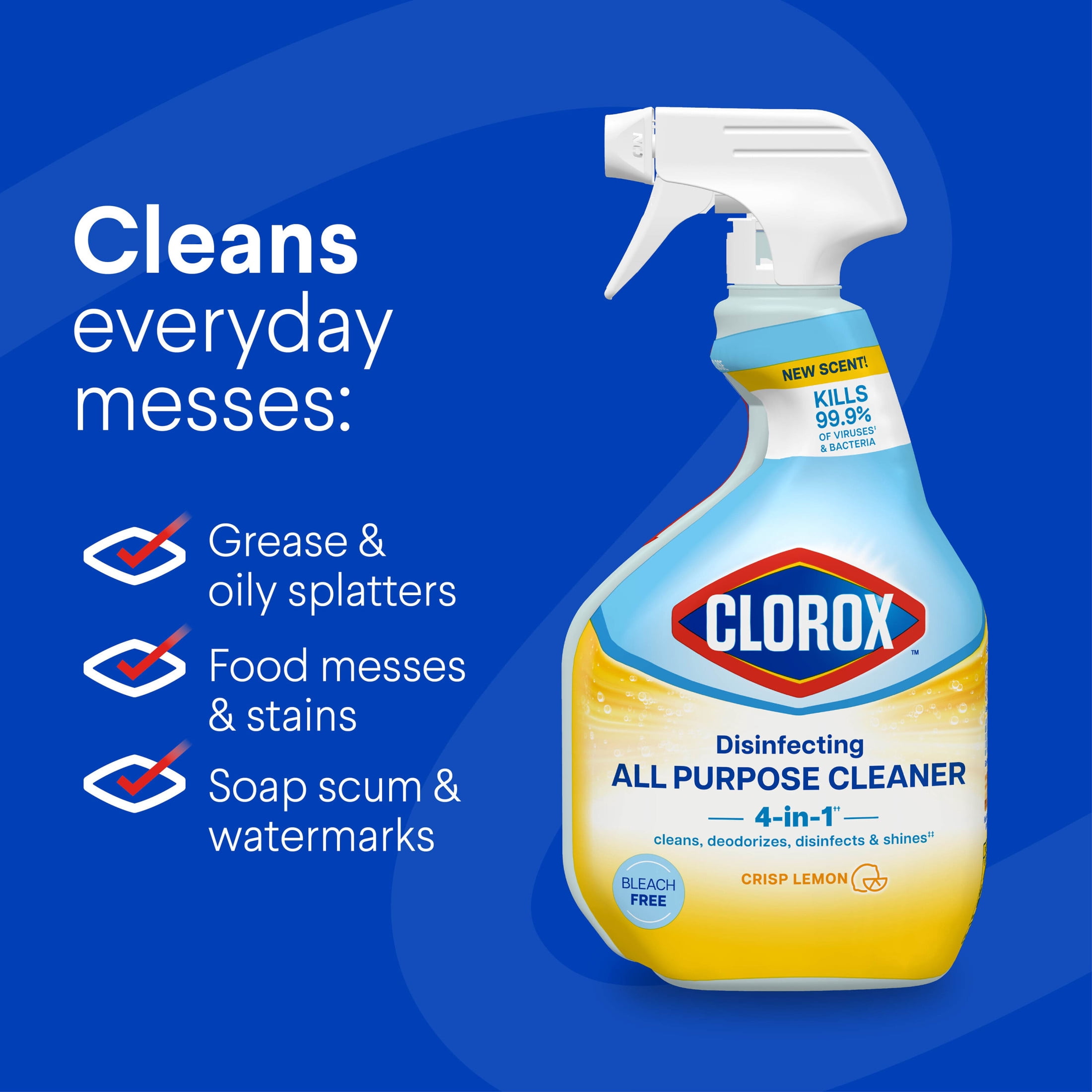 Clorox Disinfecting All Purpose Cleaner, Bleach-Free Formula, Crisp Lemon (9 Pack, 32 fl oz) j8xdm
