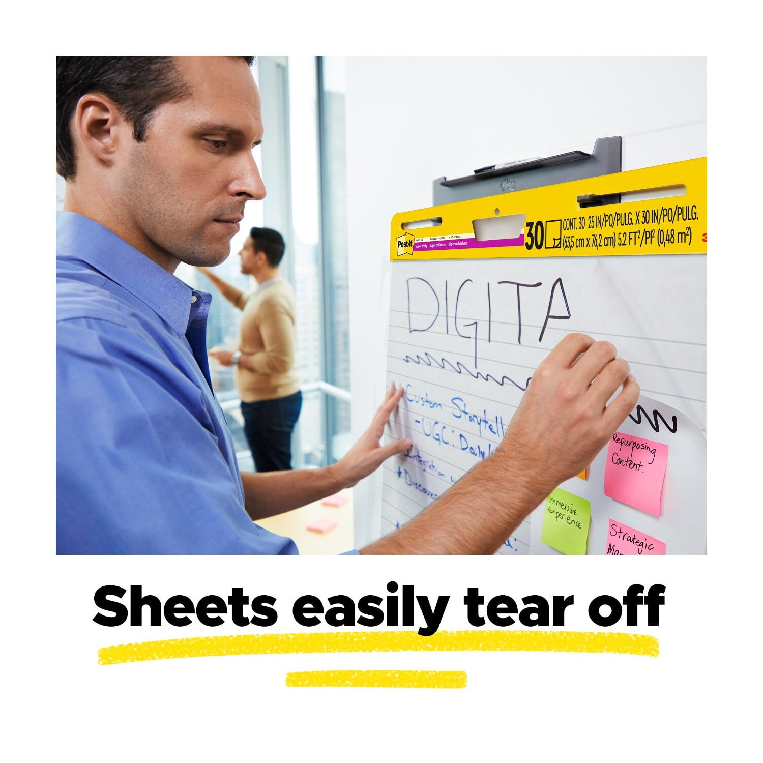 Post-it Super Sticky Easel Pad, Lined Self-Stick Flip Chart Paper (White, 25 in. x 30 in., 1 Pad) 4fw5r