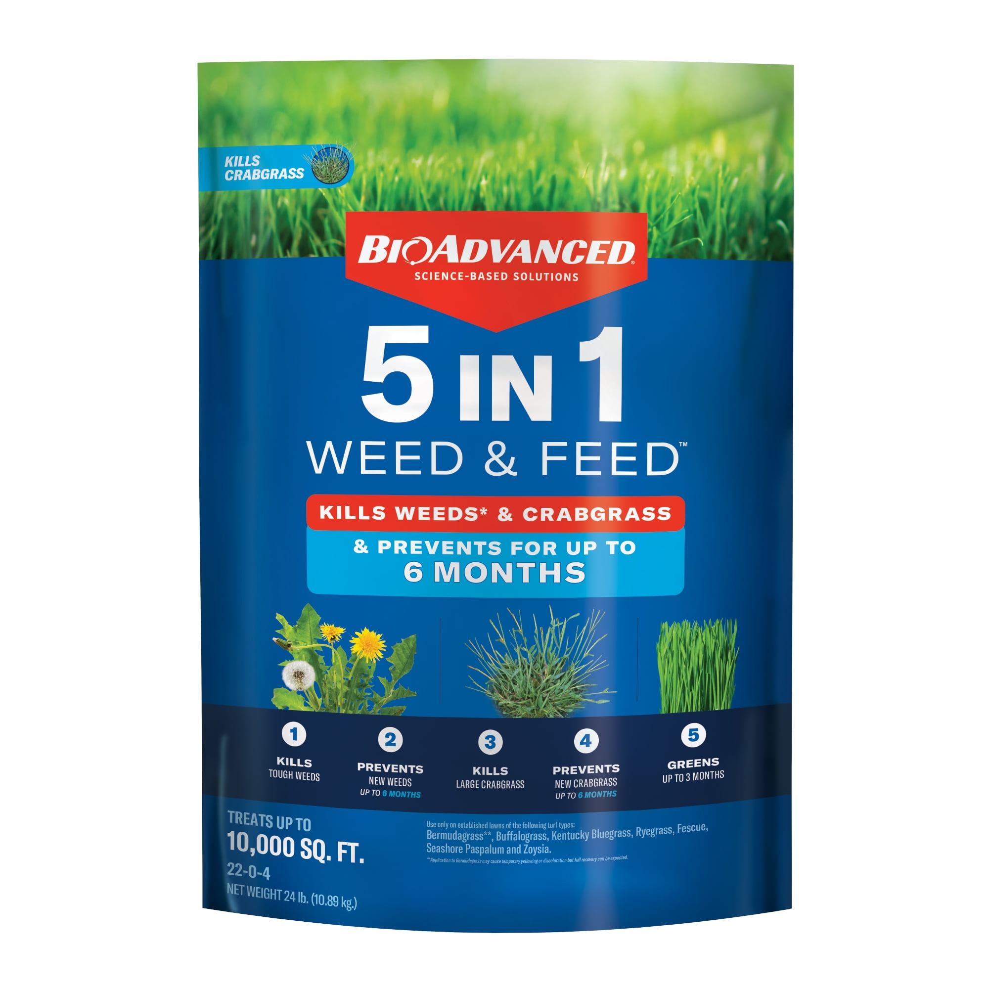BioAdvanced 5-in-1 Weed and Feed Lawn Care Fertilizer (24 lb) rqdgu