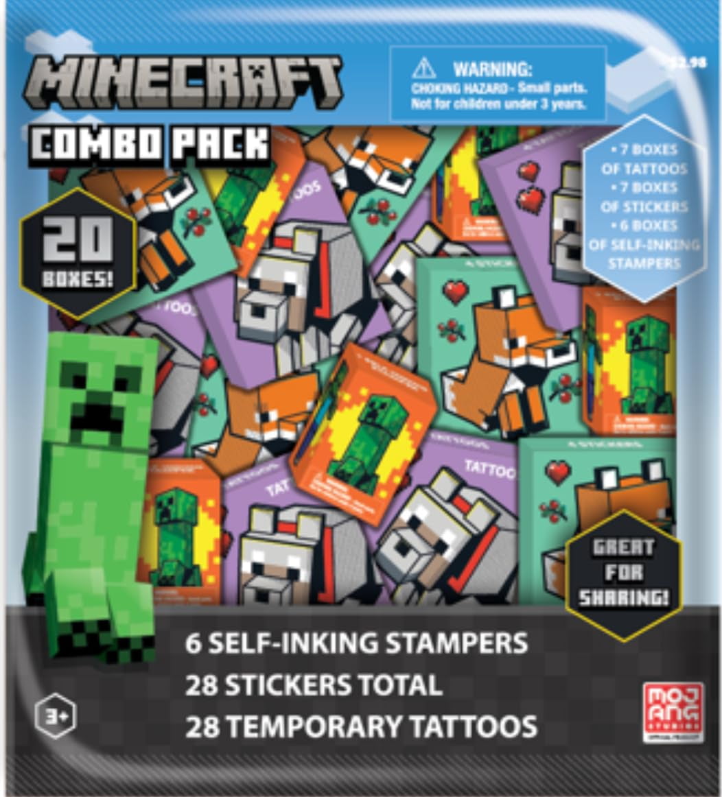 Decade West Minecraft Party Favor Boxes Set with Stickers Tattoos and Stampers (20 Pieces) 9gpws