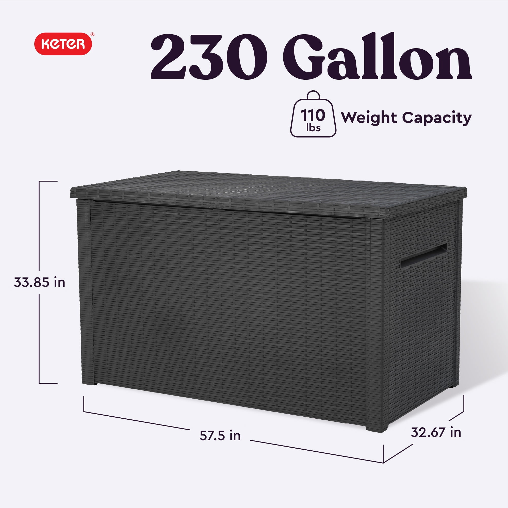 Keter Java 230 Gallon XL Weather-Resistant Resin Outdoor Deck Box (Grey, 57.5 in L x 32.67 in W x 33.85 in H) c32l6