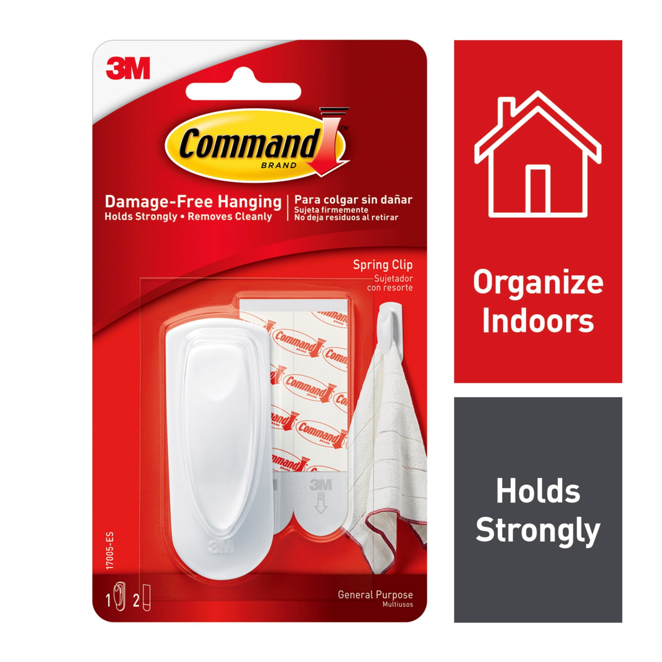 Command Spring Clip Wall Organizer for Kitchen and Home (White, 1 Pack) 3oeyk