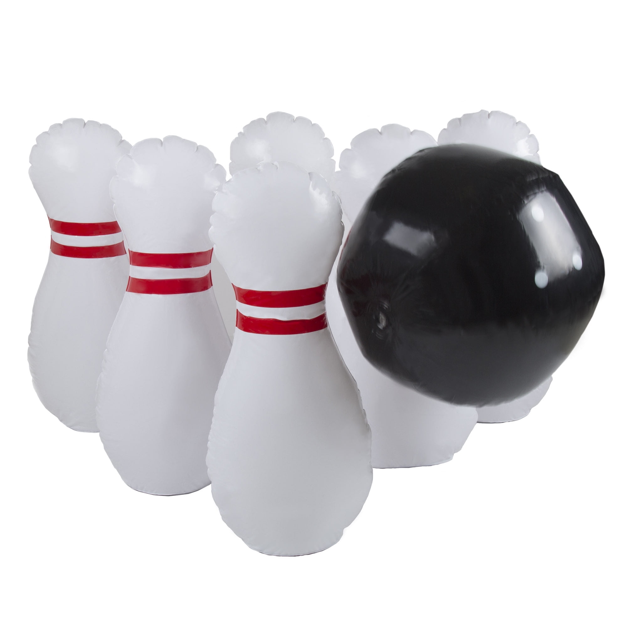 Hey! Play! Inflatable Bowling Set for Kids and Adults (White/Red/Black, 22 in) tva6j