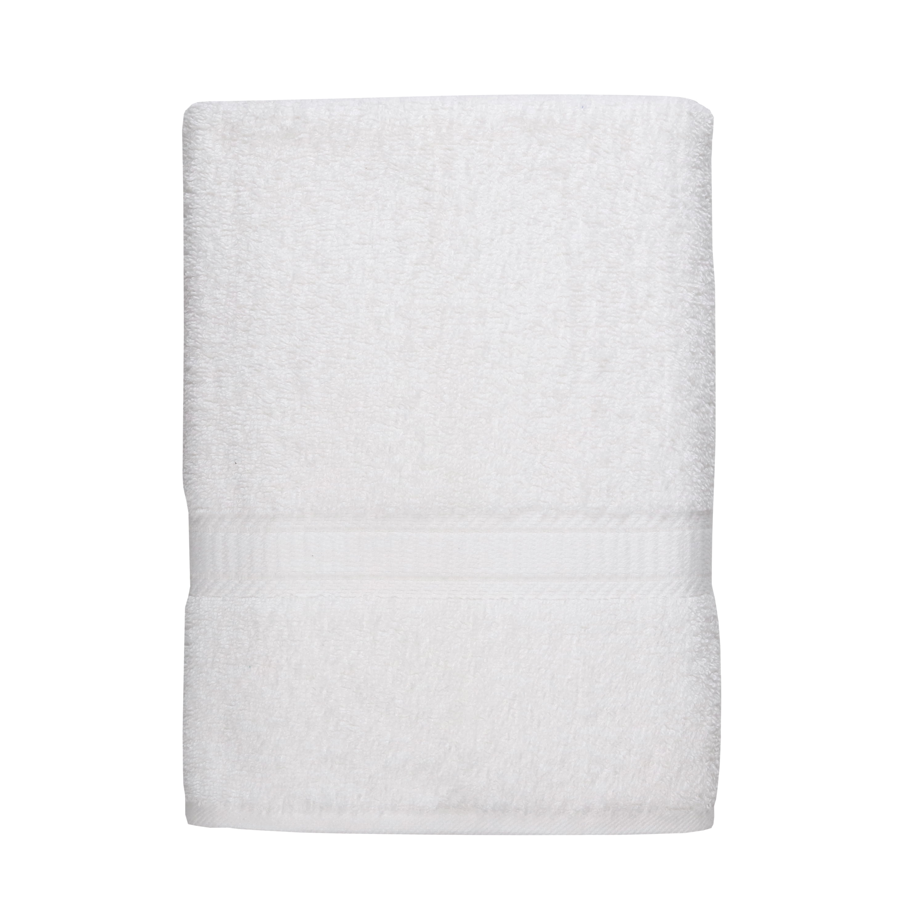 Mainstays Basic Bath Towel, Soft Cotton Highly Absorbent Bathroom Essentials (White, 8 Pack, 27 in x 52 in) nhtzx