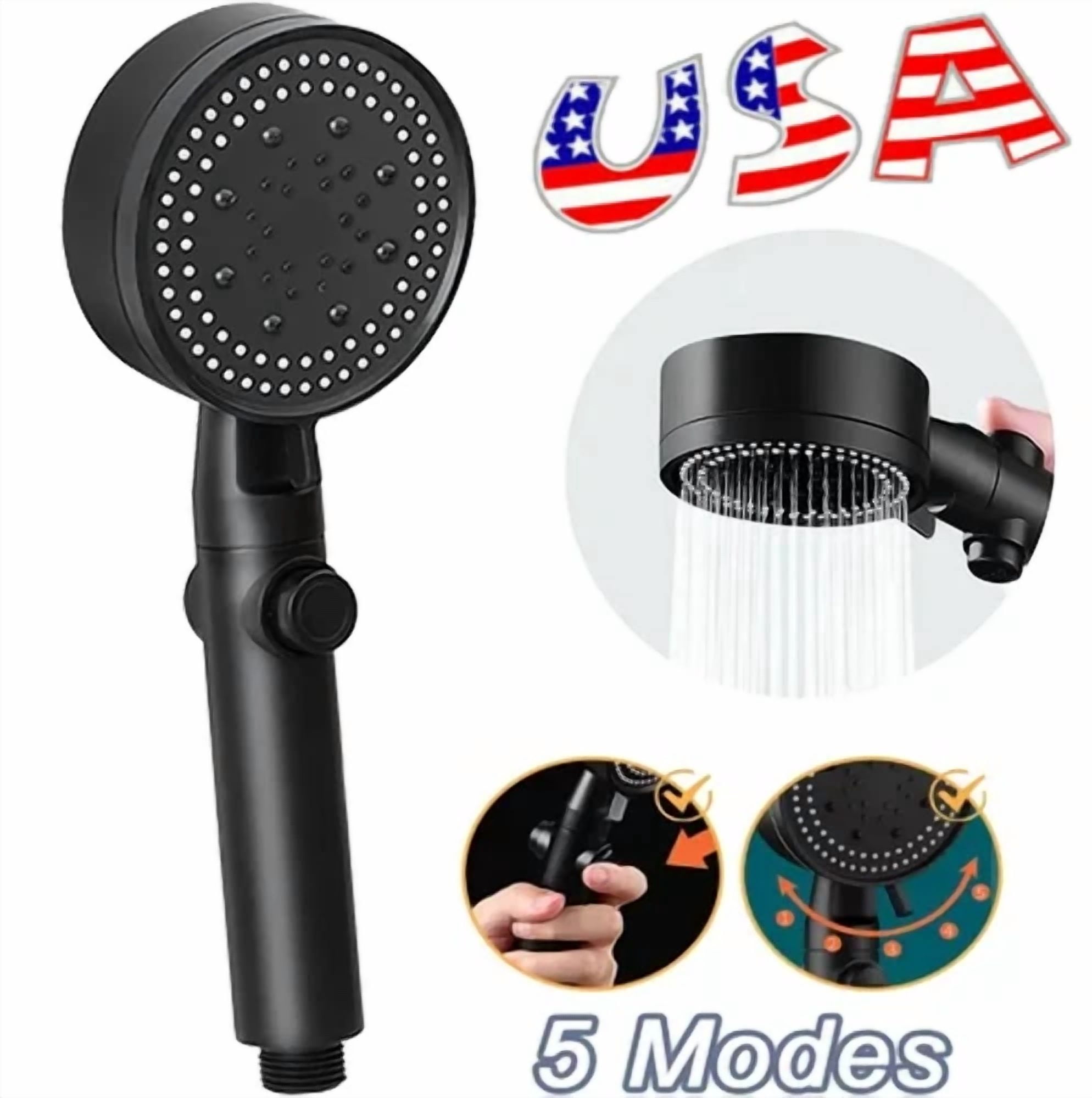 FLINT High-Pressure Shower Head, Multi-Functional Handheld Sprayer with 5 Spray Modes (Chrome, 4 in) 1n2to