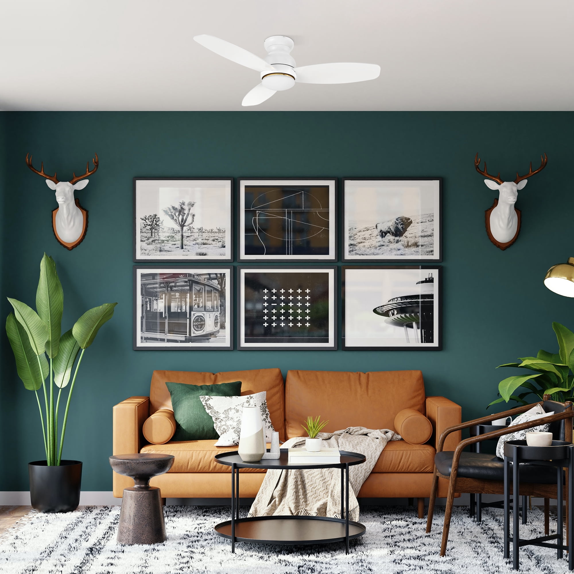 Carro 48 in 3-Blade Low Profile Indoor Ceiling Fan with LED Light and Remote (White, 48 in) xz3v0