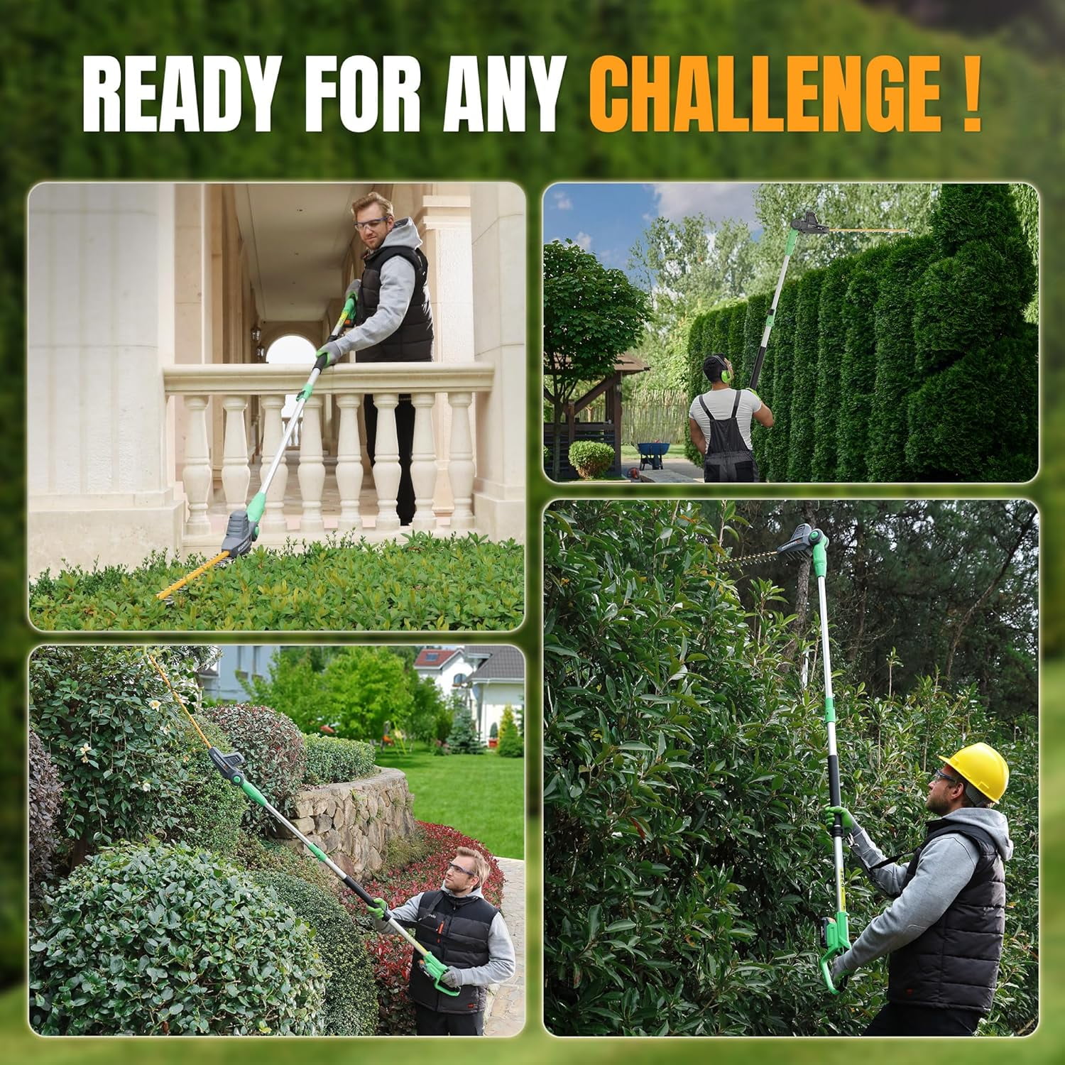 WORKPROX 20V Cordless Pole Hedge Trimmer, Telescoping Extension Pole with 11-Angle Adjustable Head (9.2 ft Reach, 2.0Ah Battery Included) tfzdb - Image 2