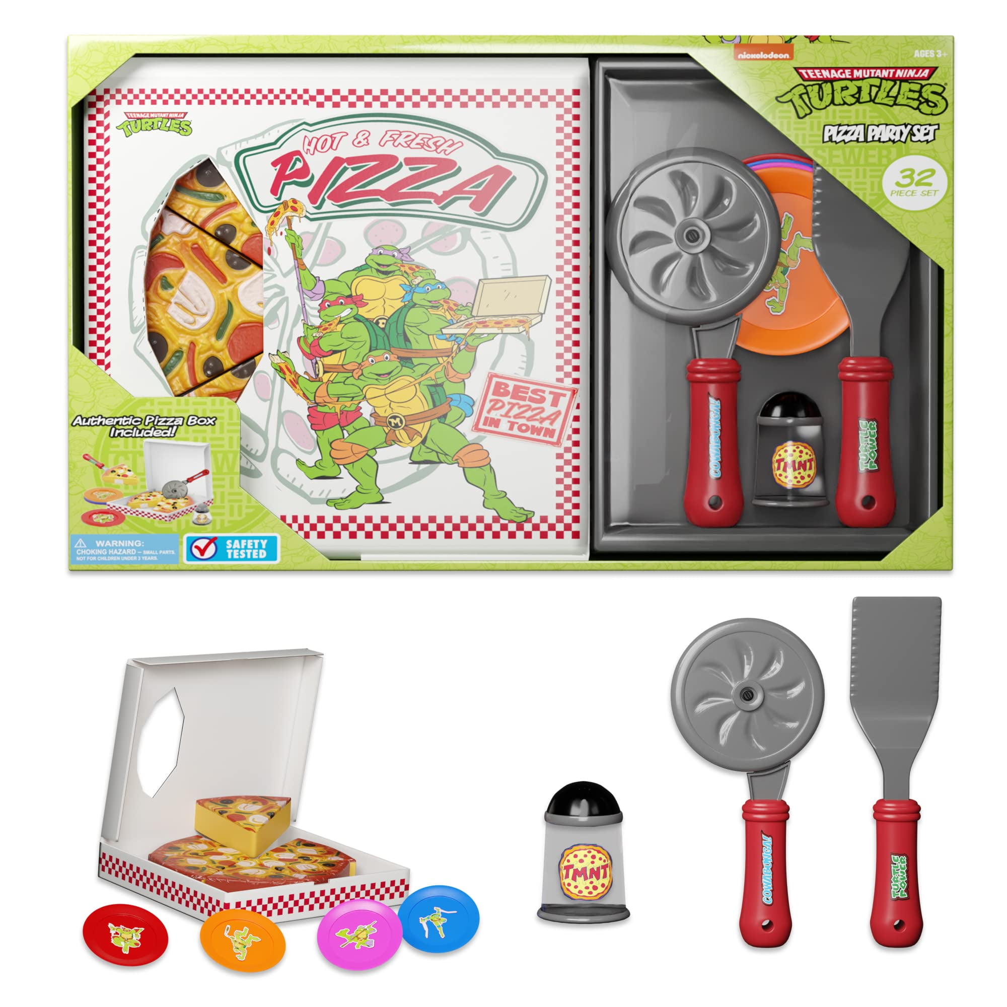 Lollipop Kids Pizza Toy Set, Pretend Kitchen Play Food, Slice & Serve Pizza with Accessories (Brown, 14-Piece Set) tmj5a