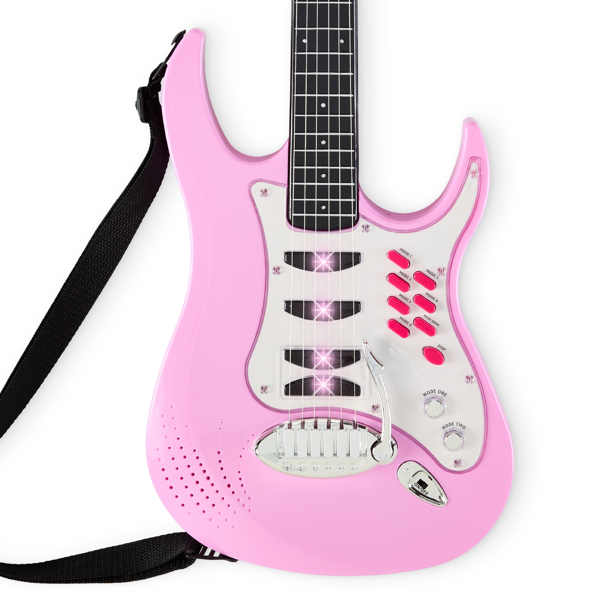 Best Choice Products Kids Electric Guitar Toy Set with Interactive Microphone and Amp (Soft Pink, 27.25 in) iekdb