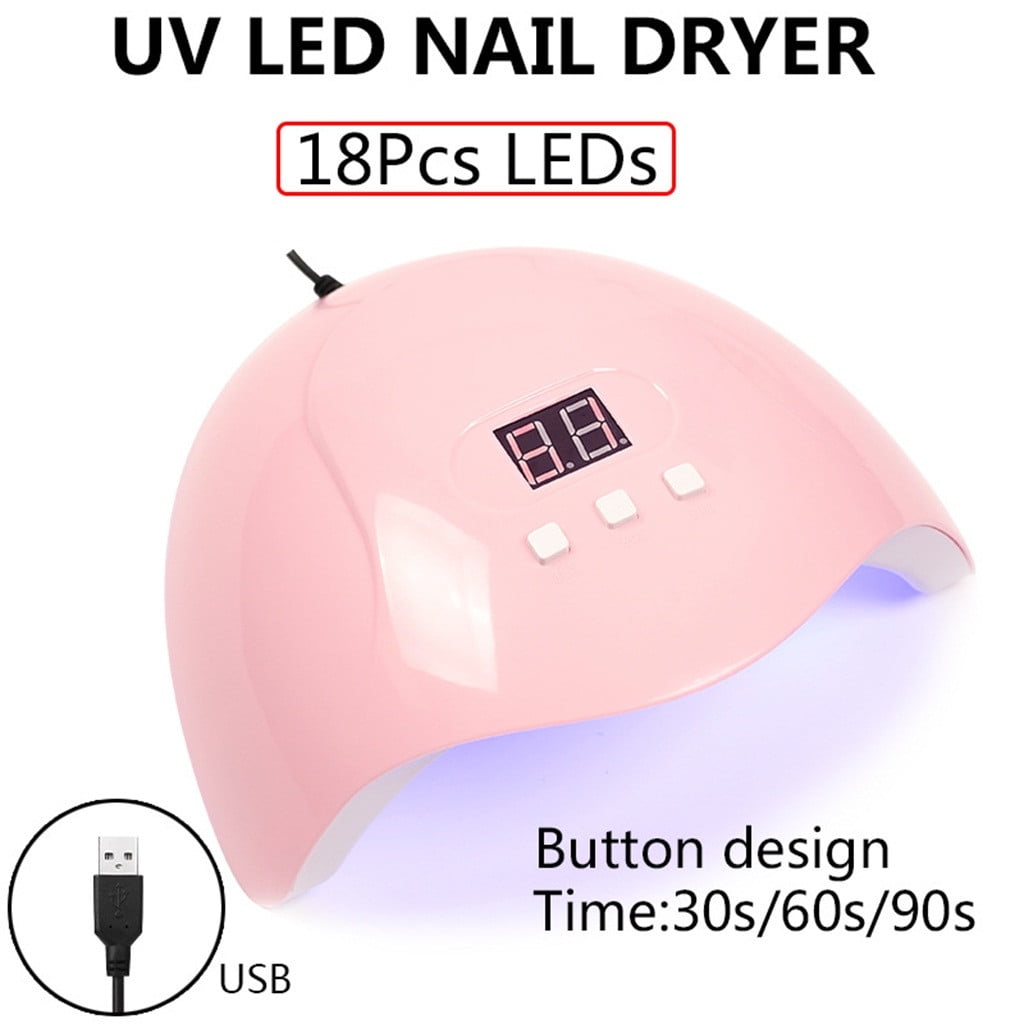 JUPAOPON 54W UV LED Nail Dryer Lamp for Gel Polish with Auto Sensor (Pink, 7.1 in x 6.3 in x 2.0 in) d8vth