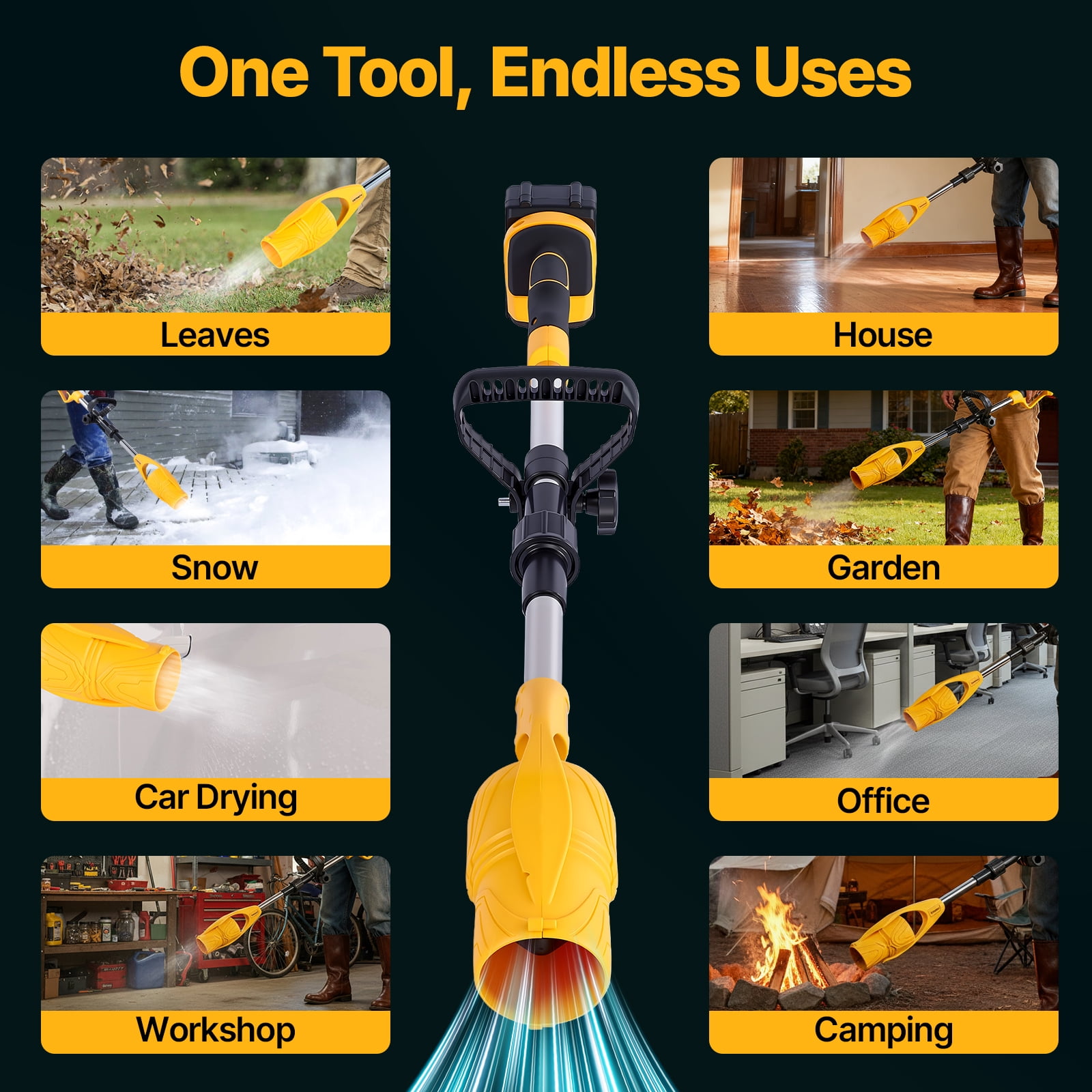 UNTIMATY Cordless Leaf Blower, High-Velocity Handheld Electric Blower for Lawn Care and Debris Clearing (Yellow, 2.87 lb) o1qy8