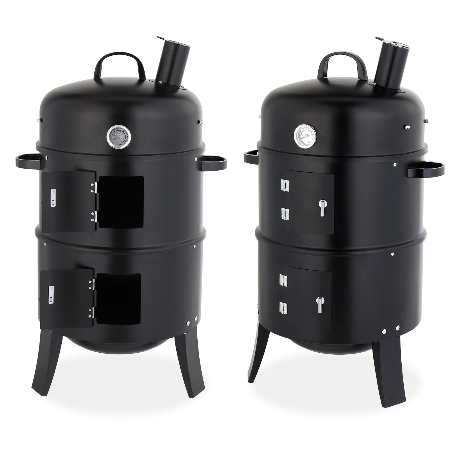 Hendoct Vertical Charcoal Smoker, Heavy-Duty Steel BBQ Grill with Chimney for Outdoor Cooking (Black, 16.9 in x 20.5 in x 33.5 in) 7olpy