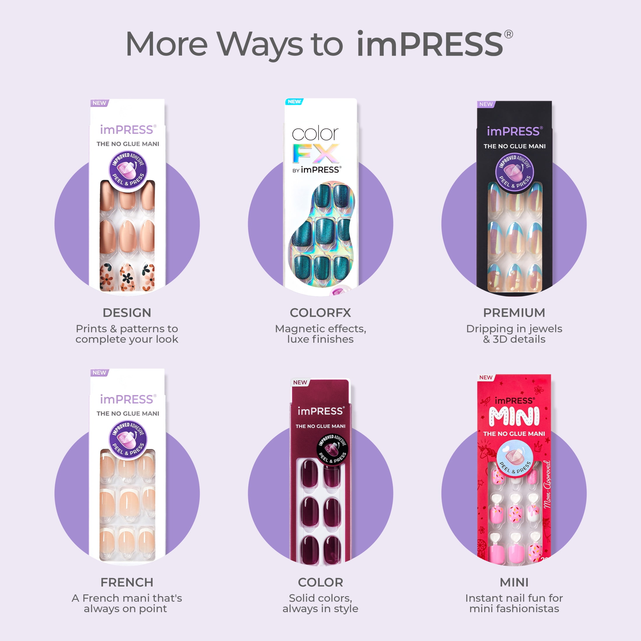 KISS imPRESS Press-On Nails, Color FX Magnetic Velvet Finish, Short Squoval Shape (Pink, 30 Count) hv7k6