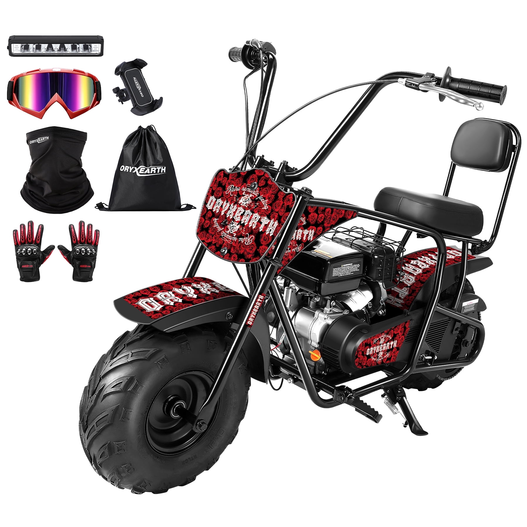 Oryxearth Max OGM99 Gas Powered Mini Dirt Bike, 99cc 4-Stroke Off-Road Motorcycle (Red, 165 lb Capacity) exzq1