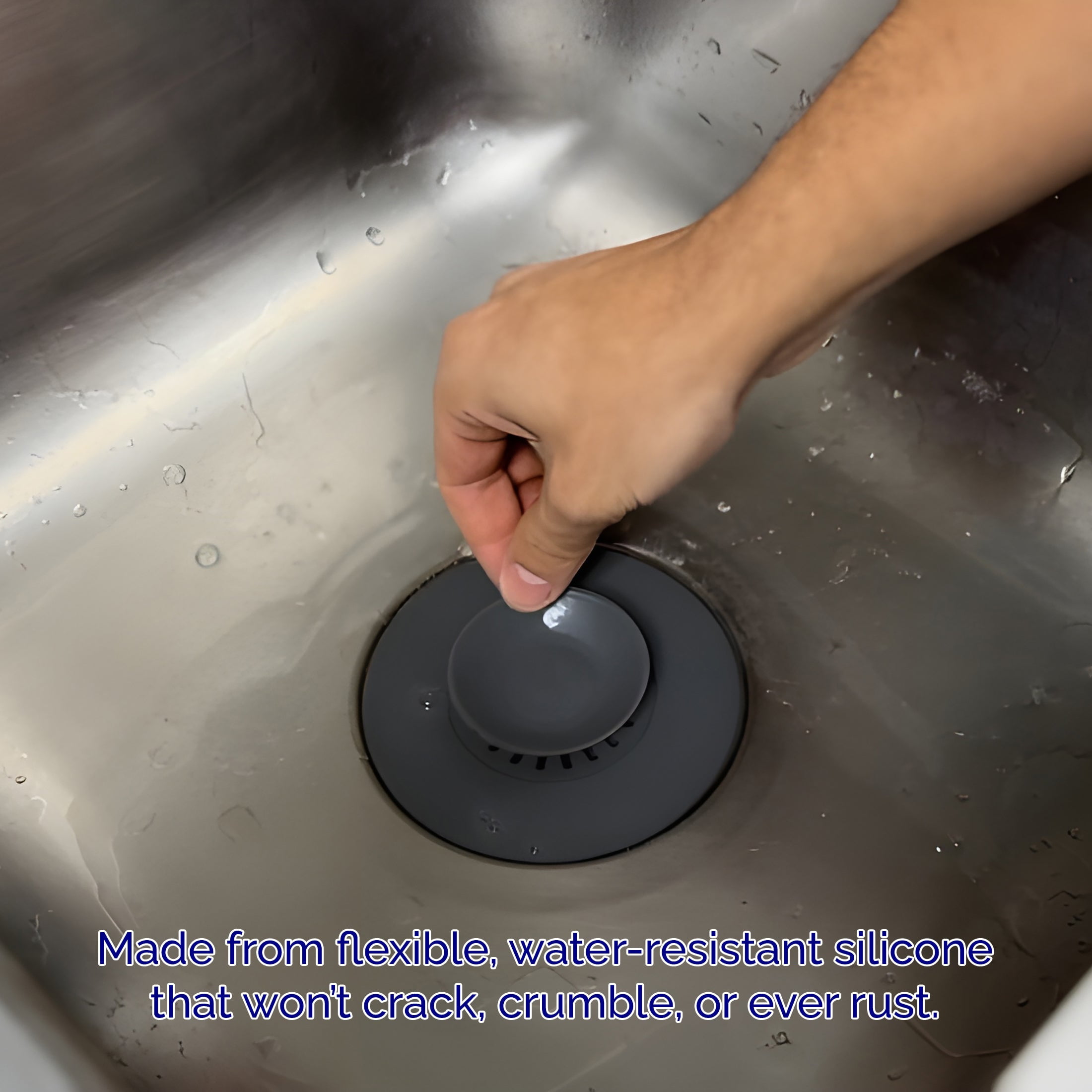 Drain Buddy Silicone Bathroom Drain Stopper and Hair Catcher (Grey, 2 Pack) 17czs