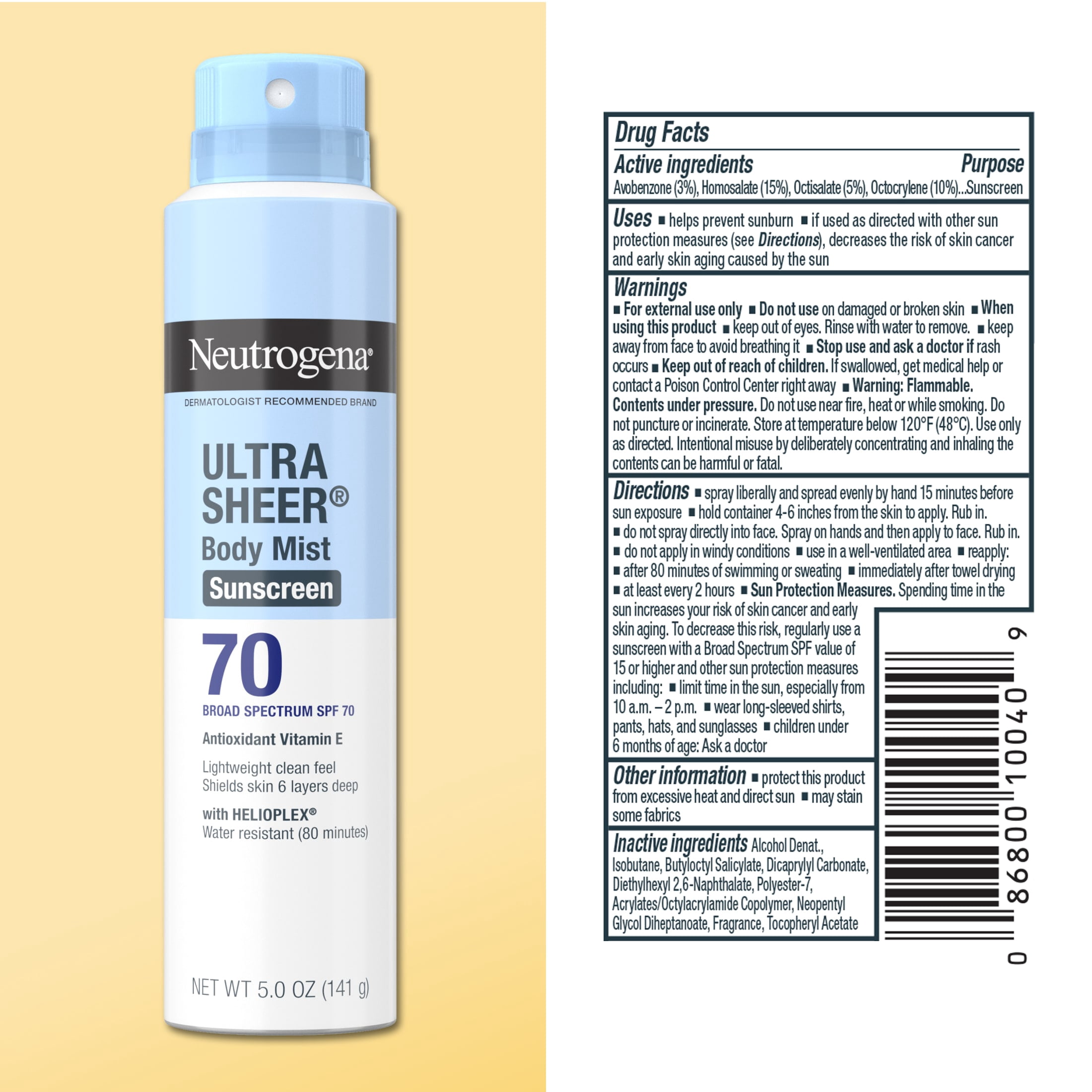Neutrogena Ultra Sheer Dry-Touch Sunscreen Spray Broad Spectrum SPF 70 (5 oz) 0c2fn