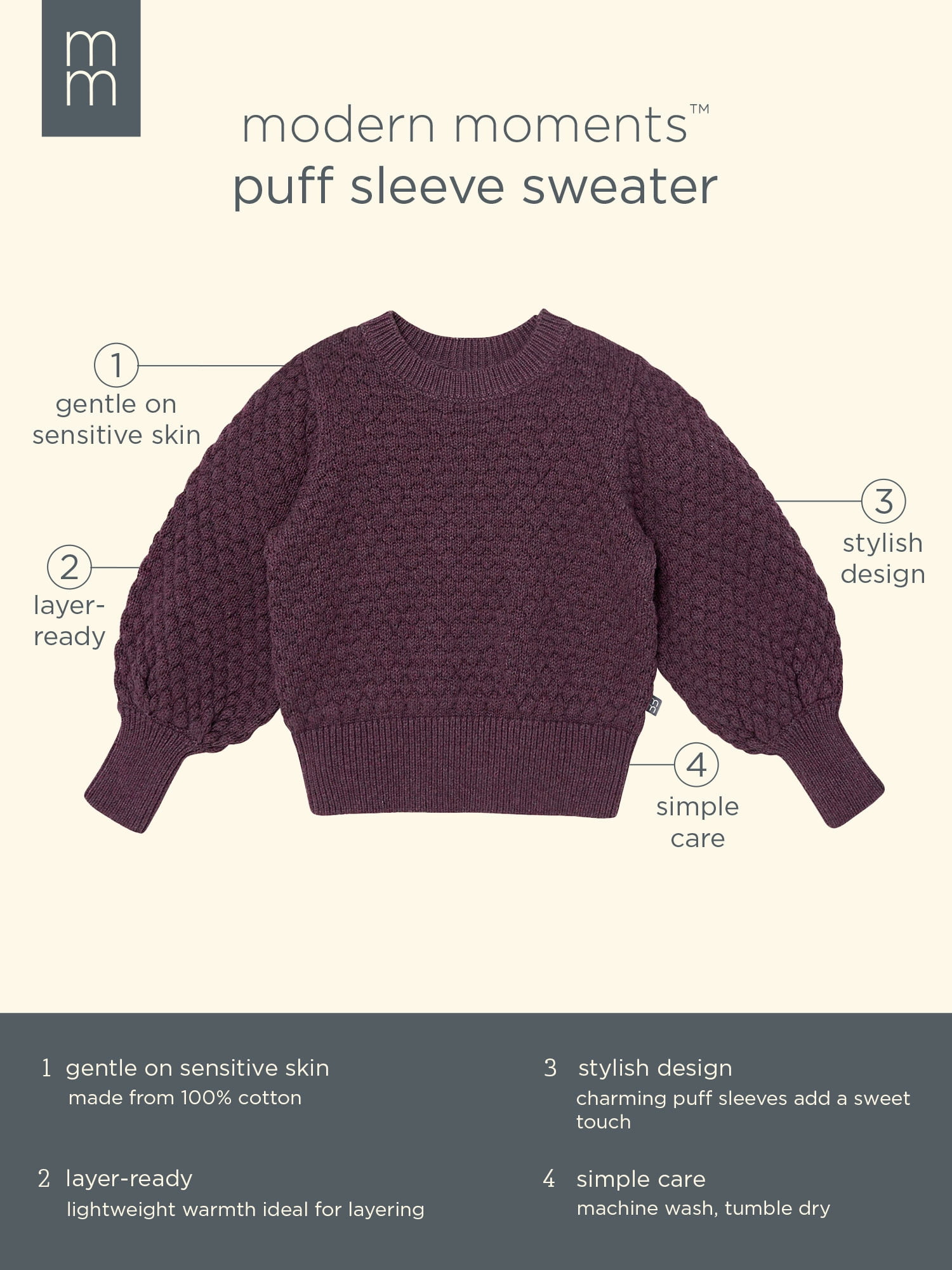 Modern Moments by Gerber Toddler Girl Puff Sleeve Sweater (Pink, 5T) fq2ih